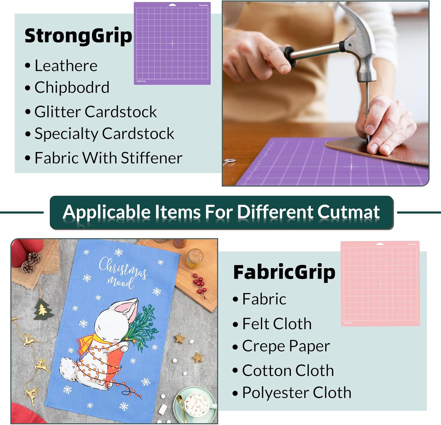 WISYOK 4-Pack 12x12 Inch Cutting Mats for Explore Air 2/Air/One/Maker, Reusable Adhesive Replacement Mats Standard, Light, Strong, Fabric for Crafts, Quilting, Sewing