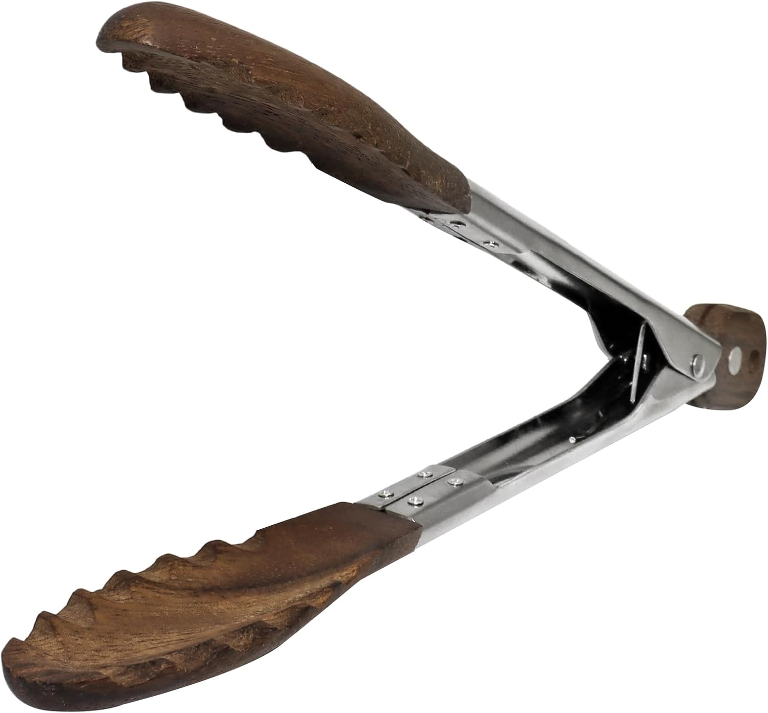 Biaungdo Wooden Tongs for Cooking, 9 Inch Walnut Wooden kitchen Tongs, Stainless Steel Salad Tong with Wood Tip for Serving Food, Grilling, Cooking Utensils Set Pull Lock