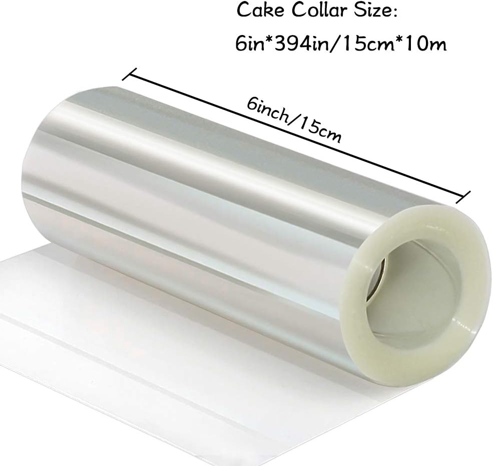 YQL Cake Collar 6 Inch,Acetate Cake Collar Roll DIY Acetate Sheet Baking Transparent Mousse Cake Sheets Surrounding Edge Clear Cake Strips for Baking Decorate Shaker Cards Making 6x394Inch
