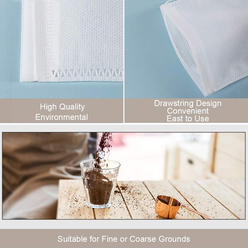 YQL Cold Brew Coffee Filter,50PCS 6X10 Inch No Mess Cold Brew Coffee Bags Disposable Mesh Brewing Bags Tea Filter Bag for Cold Brew Coffee or Tea 4x6/8x12inch Available