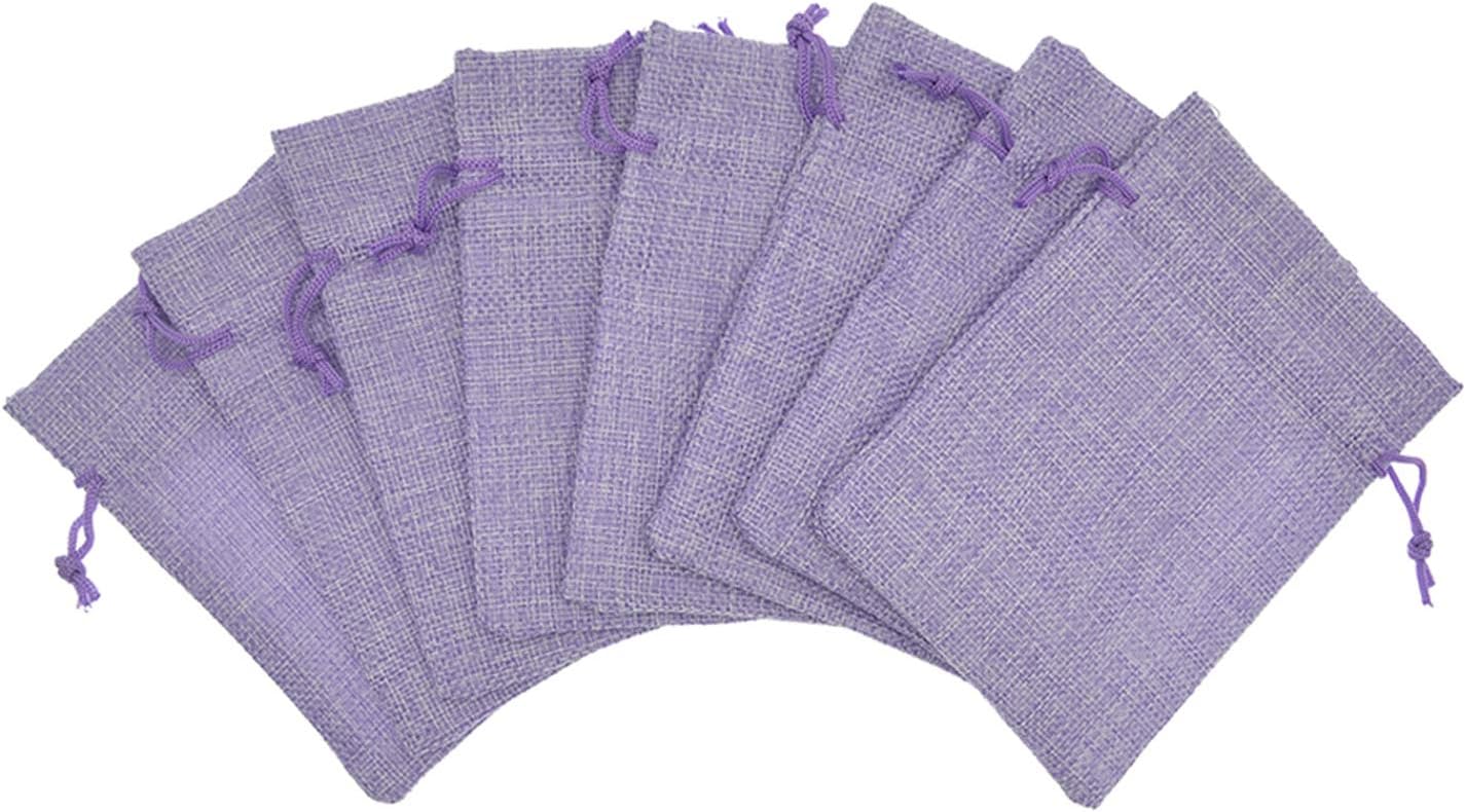20Pcs Burlap Bags with Drawstring 2.7 x 3.5 Inch, Linen Small Party Favor Gift Bags Jewelry Pouches Sachet Sacks for Wedding, DIY Craft Light Purple