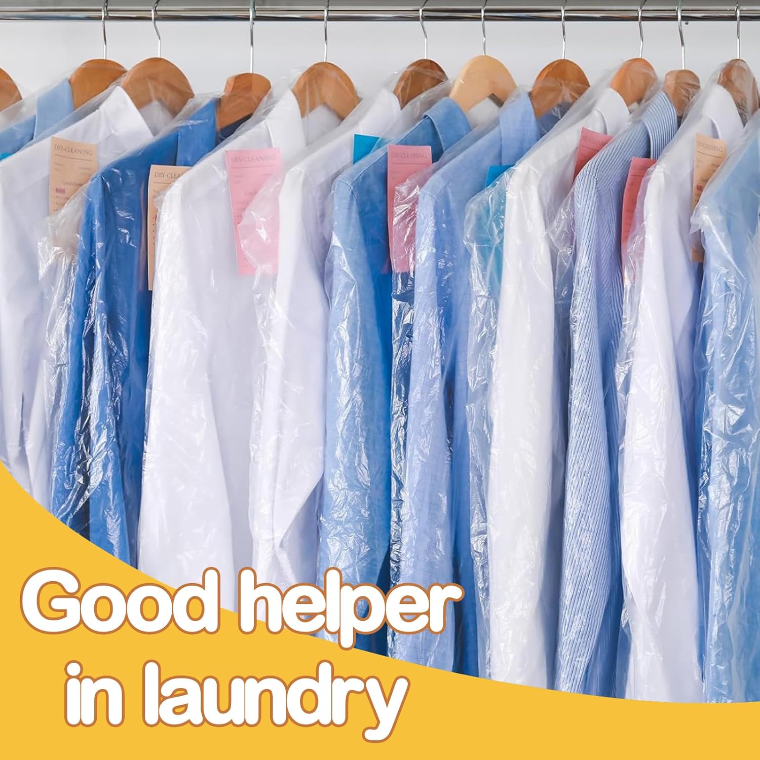 20Pcs Plastic Garment Bags for Hanging Clothes, 35 Inch Clear Dry Cleaner Bags Dustproof Suit Cover Clothes Storage Bag for Skirt Coat Shirt Jacket 60 x 90cm