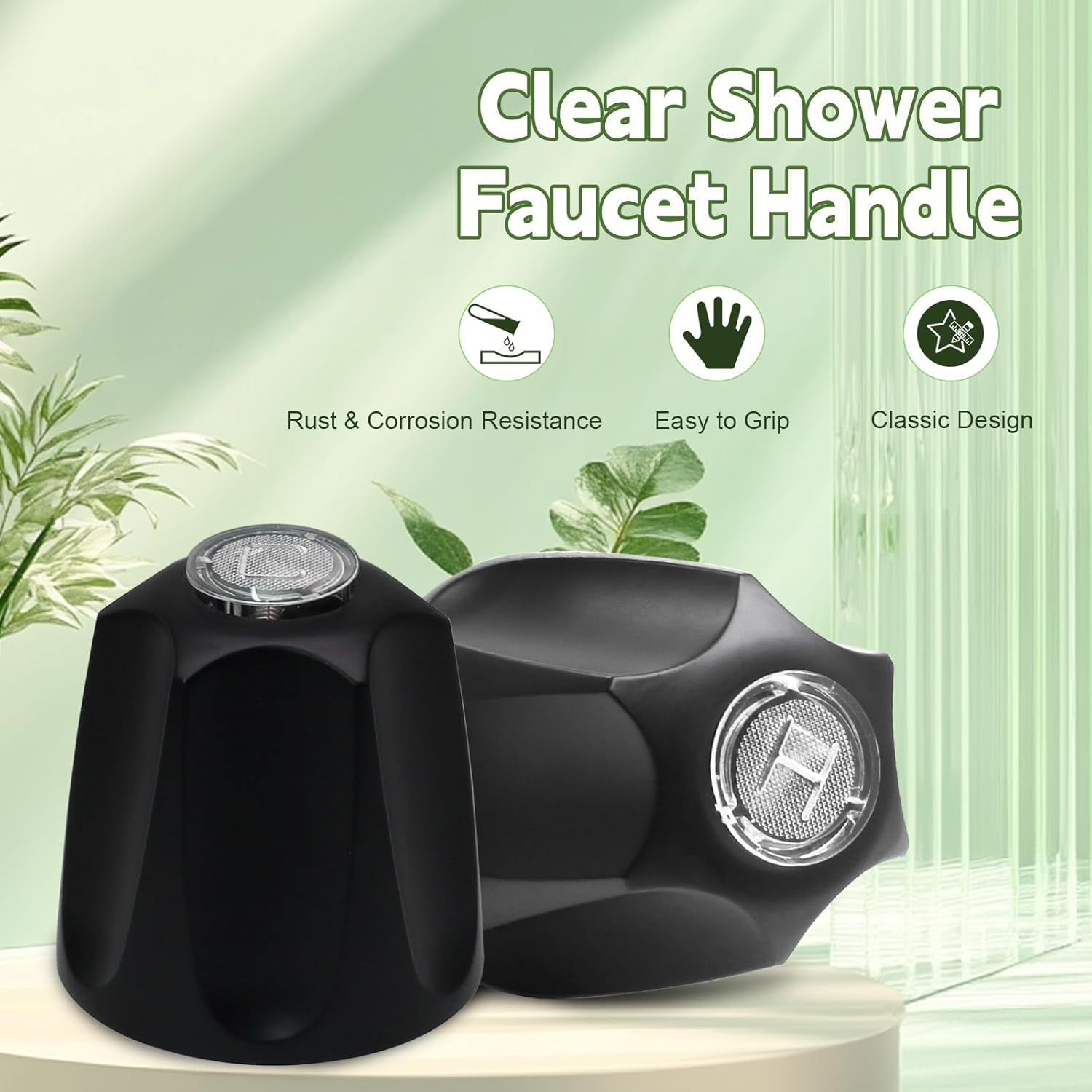 Biaungdo Black Shower Knob Replacement Set of 3, Bathtub Faucet Handles Include Hot and Cold/Diverter Shower Knob for Remodeling Trim