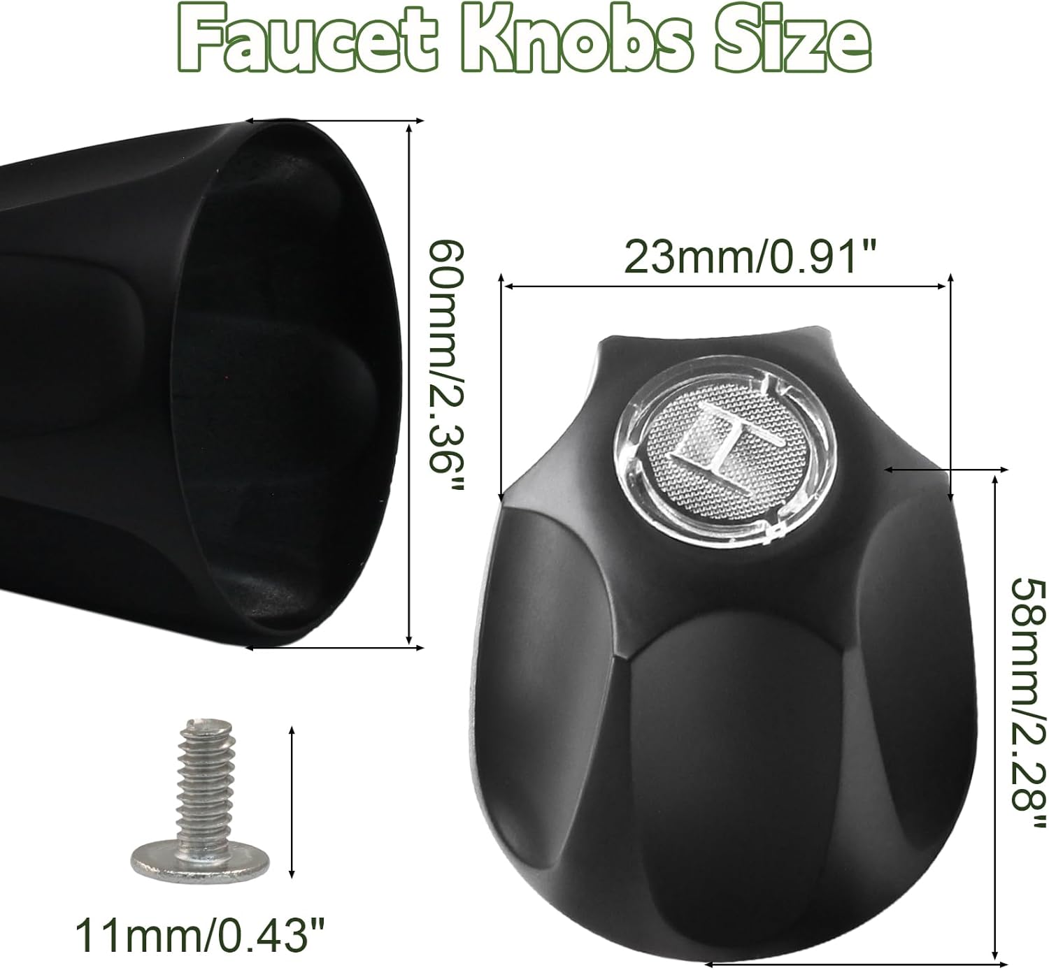 Biaungdo Black Shower Knob Replacement Set of 3, Bathtub Faucet Handles Include Hot and Cold/Diverter Shower Knob for Remodeling Trim