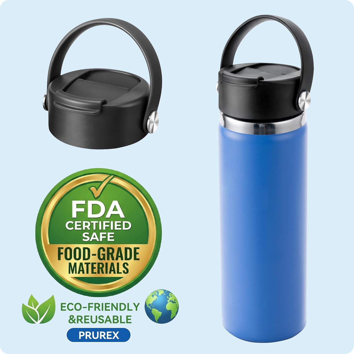 Flip Lids with Handle for Hydro Flask 12 16 20 32 40 64 oz Wide Mouth Bottles,Replacement Lids for 2.28" Wide Mouth Sport Bottles Water Bottle Accessories