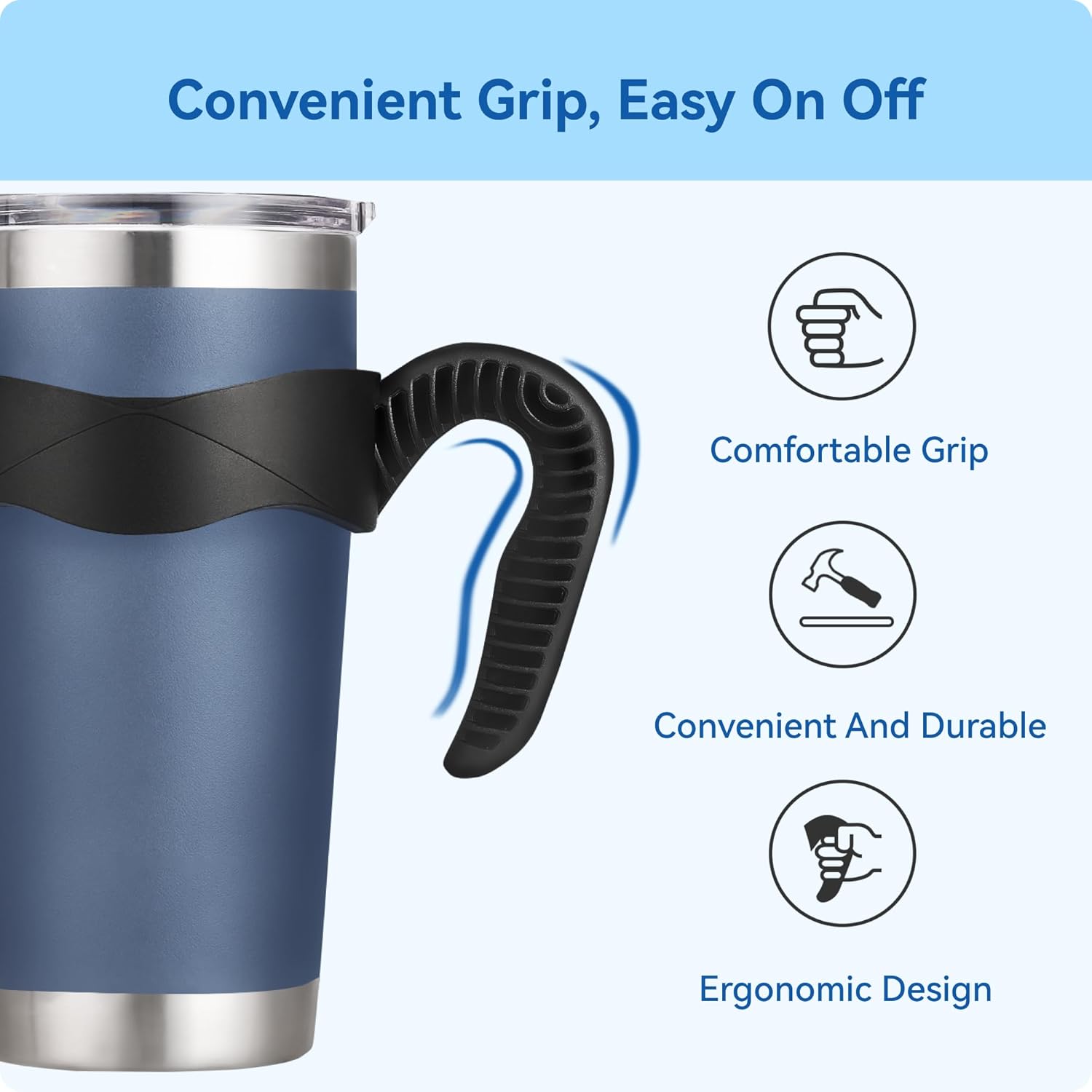 Activity Tumbler Handle for YETI Rambler 20 oz,Anti Slip Travel Mug Grip Cup Holder for Sumwill, Ozark Trail,Sic and More 20OZ Mugs, BPA FREE