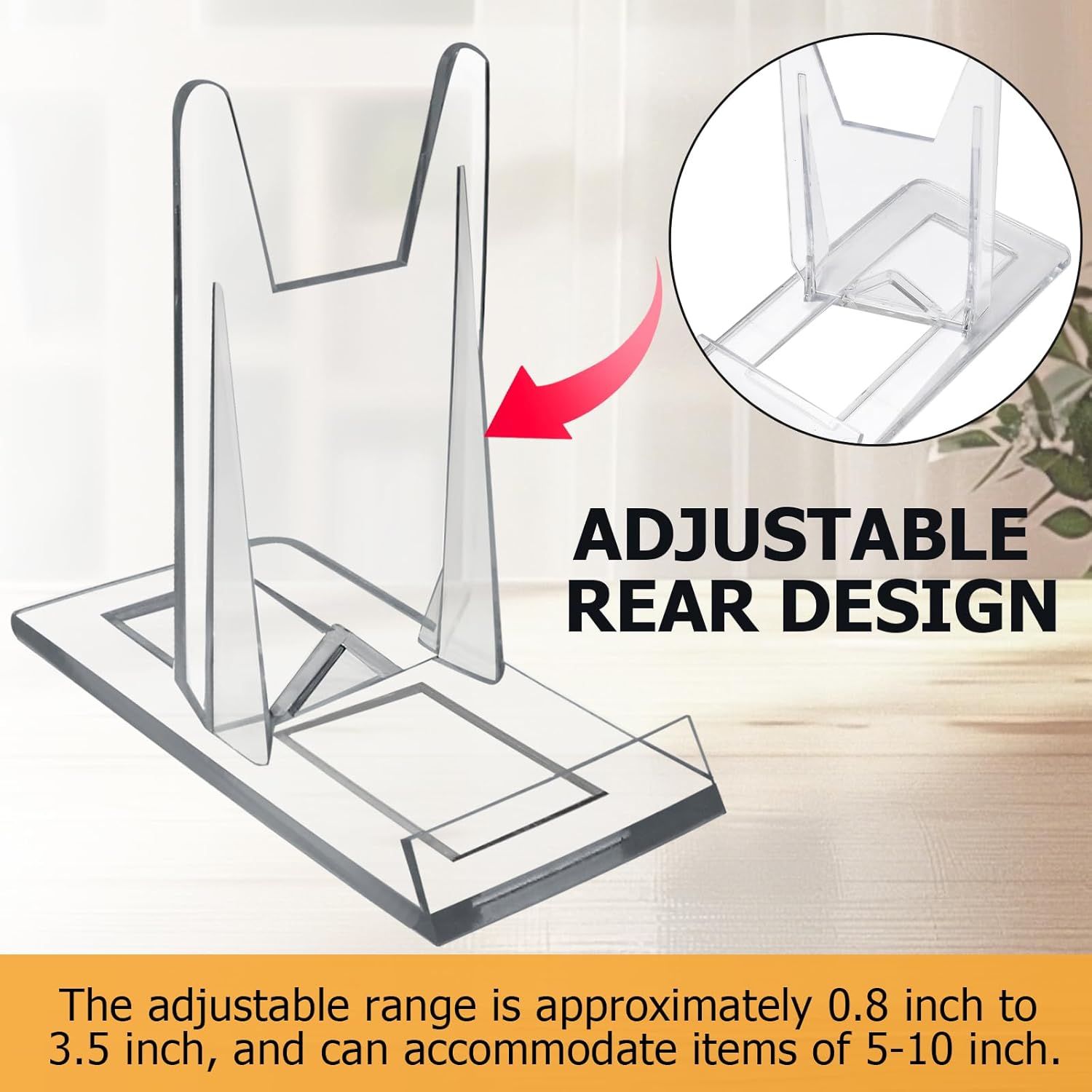 Biaungdo 6 Pcs Acrylic Book Display Stand, Adjustable Clear Display Holder Easel Collector Stand, Compact Desktop Stand for Photos, Postcard, Magazine, Artworks