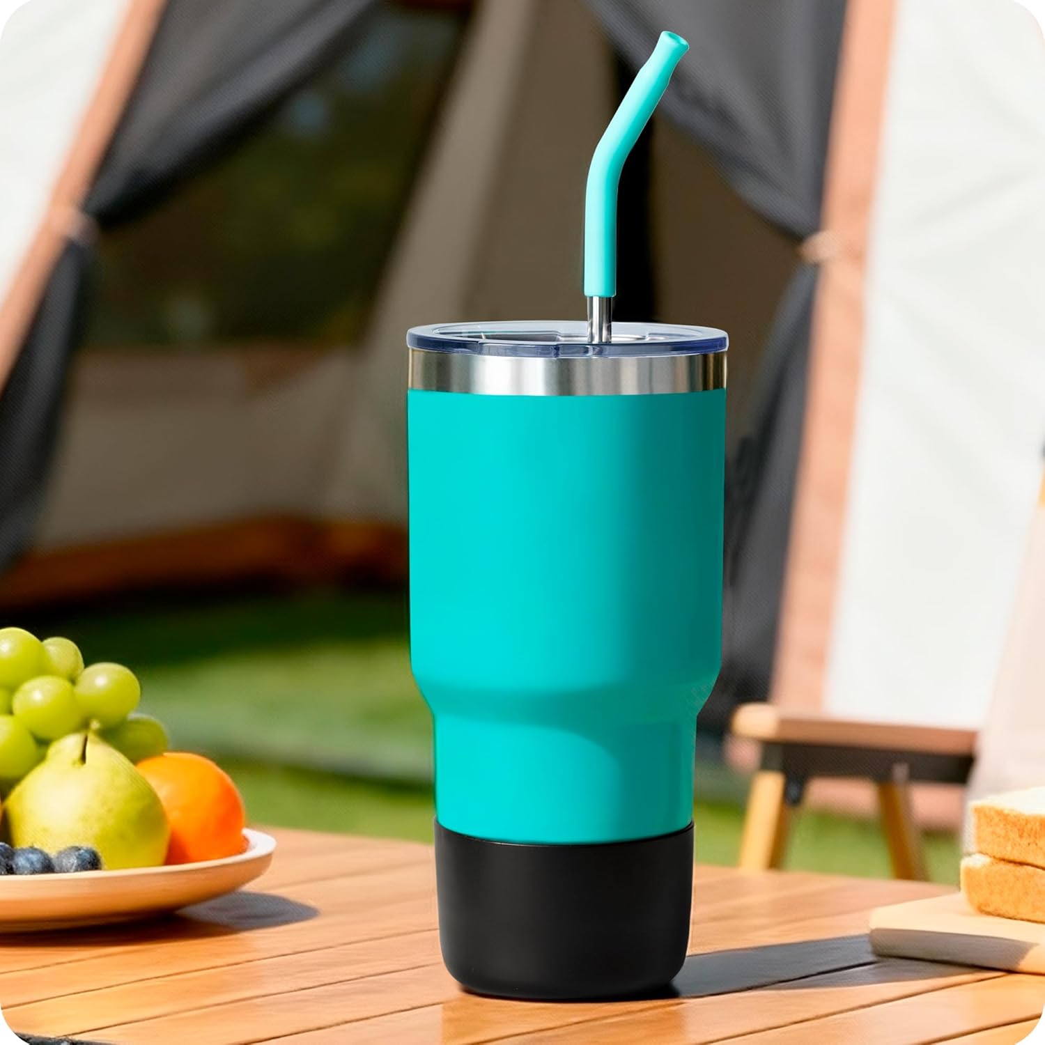2 Pack Silicone Boot Protectors | Compatible with YETI Rambler 20/30oz, 10oz Tumbler, 20/30oz Travel Mugs | Universal Fit for 2.75-2.85" Base | BPA-Free | Dishwasher Safe Black