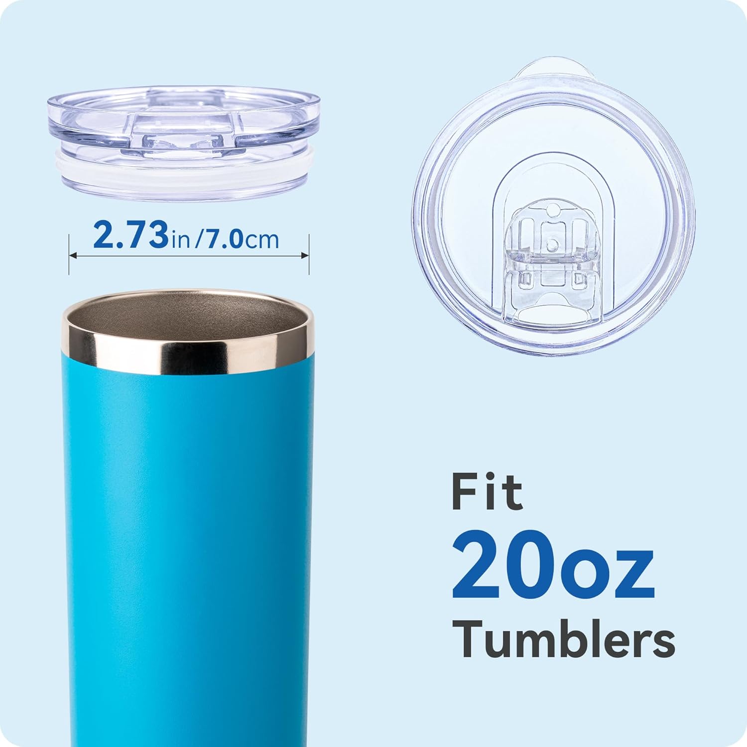 2 Pack 20 oz Skinny Tumble Lids,Replacement Spill Proof Splash Resistant Sliding Cup Covers for 2.73" Inner DiameterTumbler,Straw Friendly,BPA Free