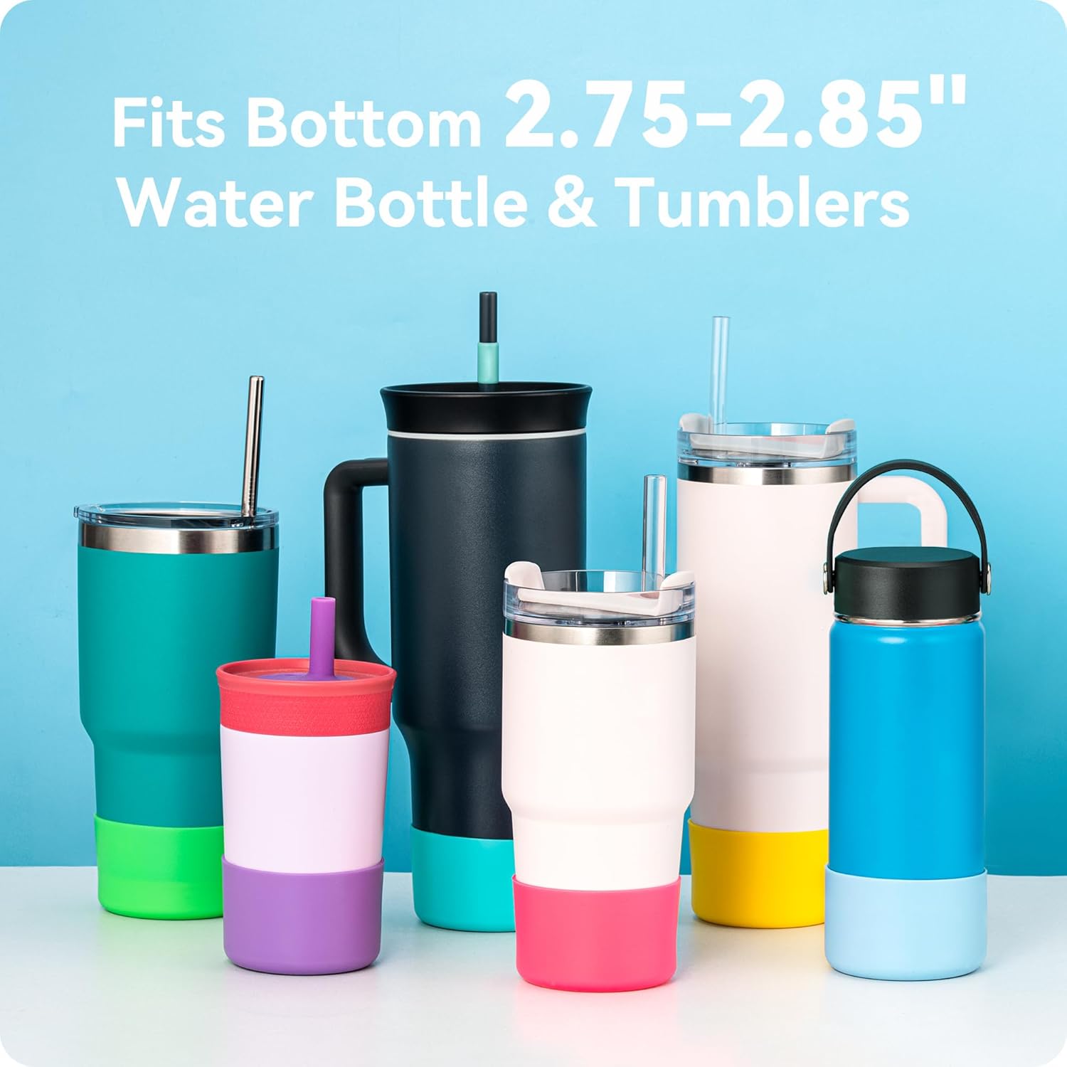 2 Pack Silicone Boot Protector | Compatible with Owala 24/40oz Travel Tumbler, 12oz Insulation & 14oz Flip Water Bottle | Fits 2.75-2.85" Base | Noise Resistant