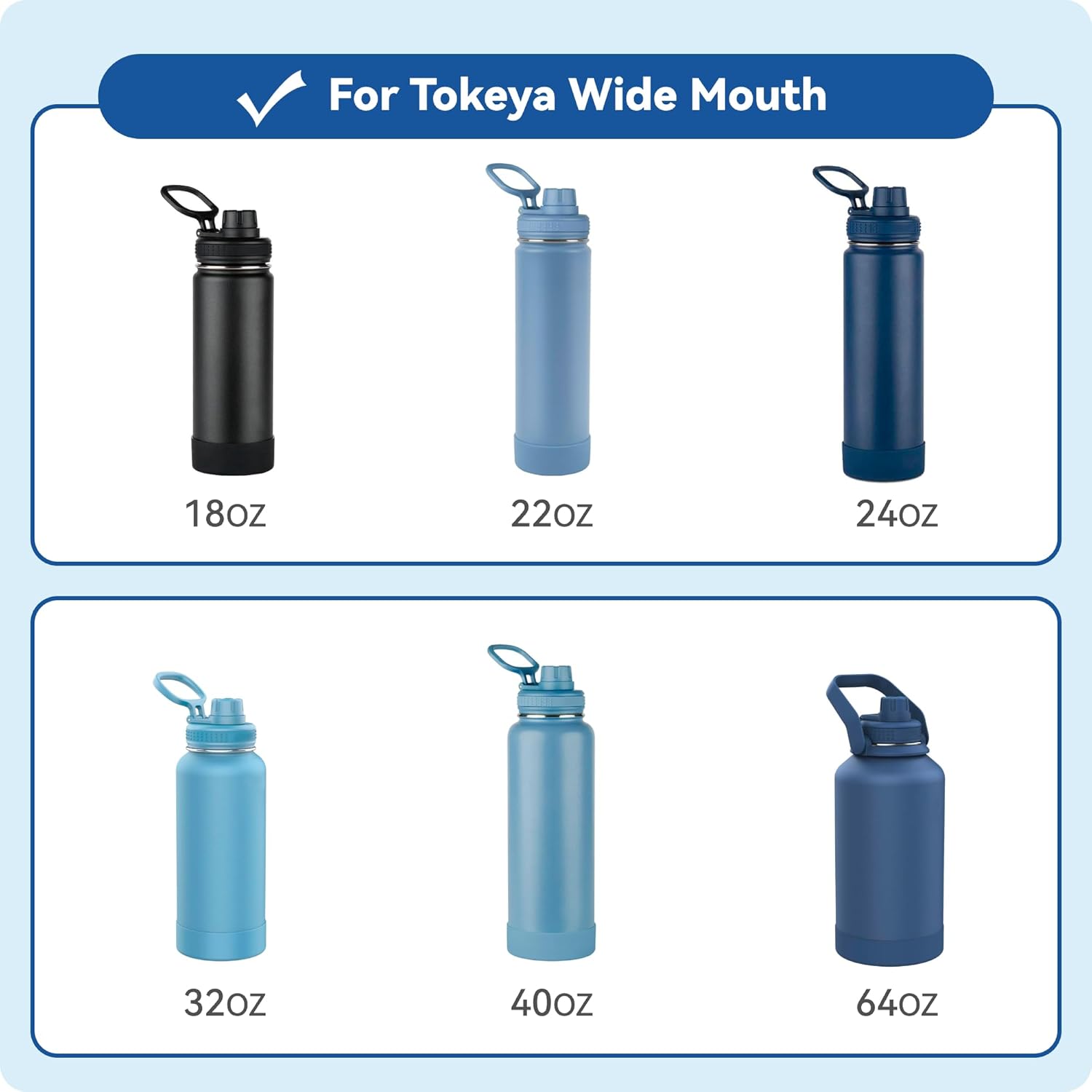 Replacement Spout Lid for Takeya Wide Mouth 18, 22, 24, 32, 40, 64oz, Water Bottle Lid with Carry Handle - Ideal for Gym & Sport