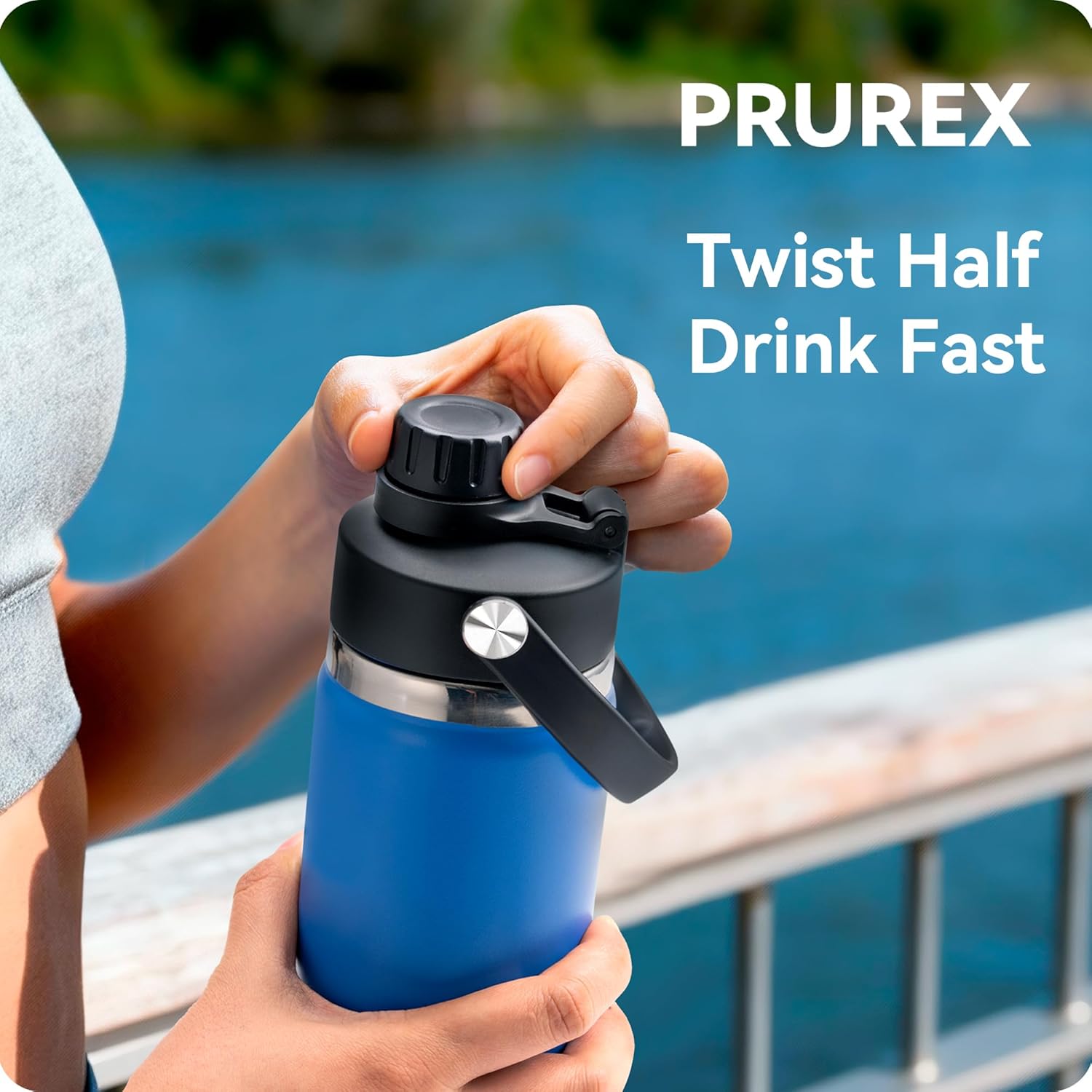 Lid for Hydro Flask Wide Mouth 12/16/18/20/32/40/64 Oz, Replacement Spout Lid Compatible with Hydro Flask Water Bottle, Chug Cap with Flexible Handle