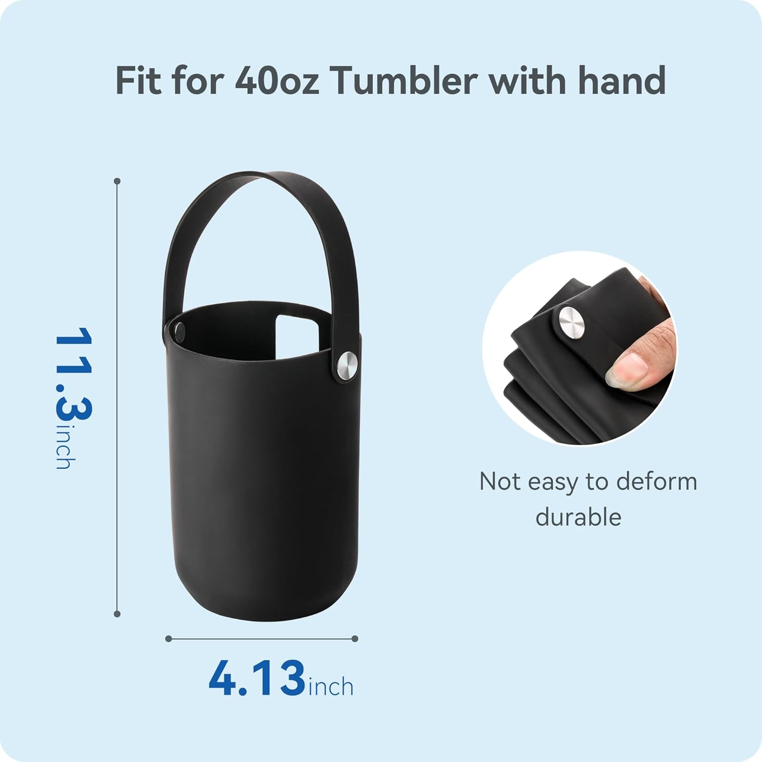 BPA - Free Silicone Carry Handle: Durable Accessory for Stanley Quencher 40oz Black