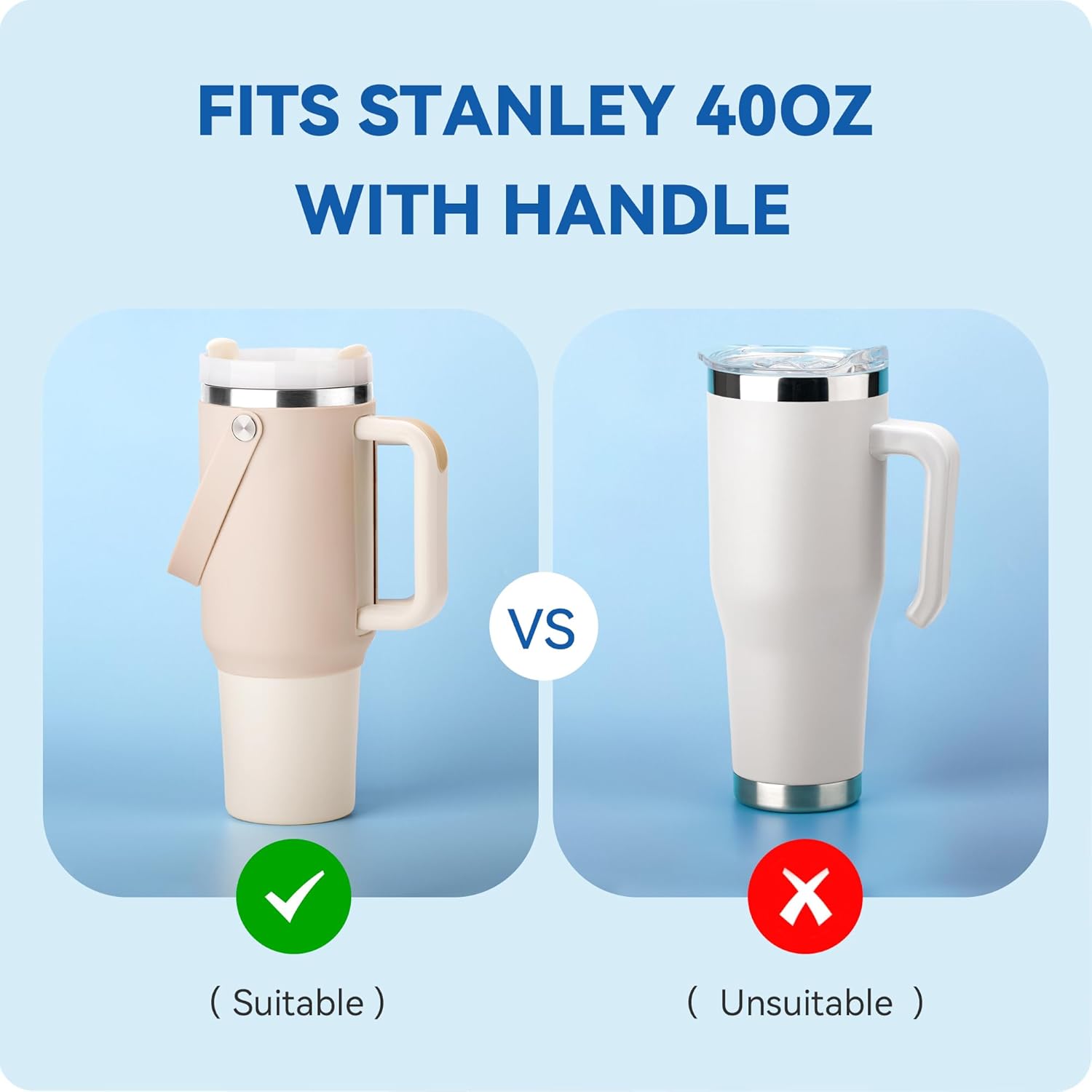 BPA - Free Silicone Carry Handle: Durable Accessory for Stanley Quencher 40oz Black