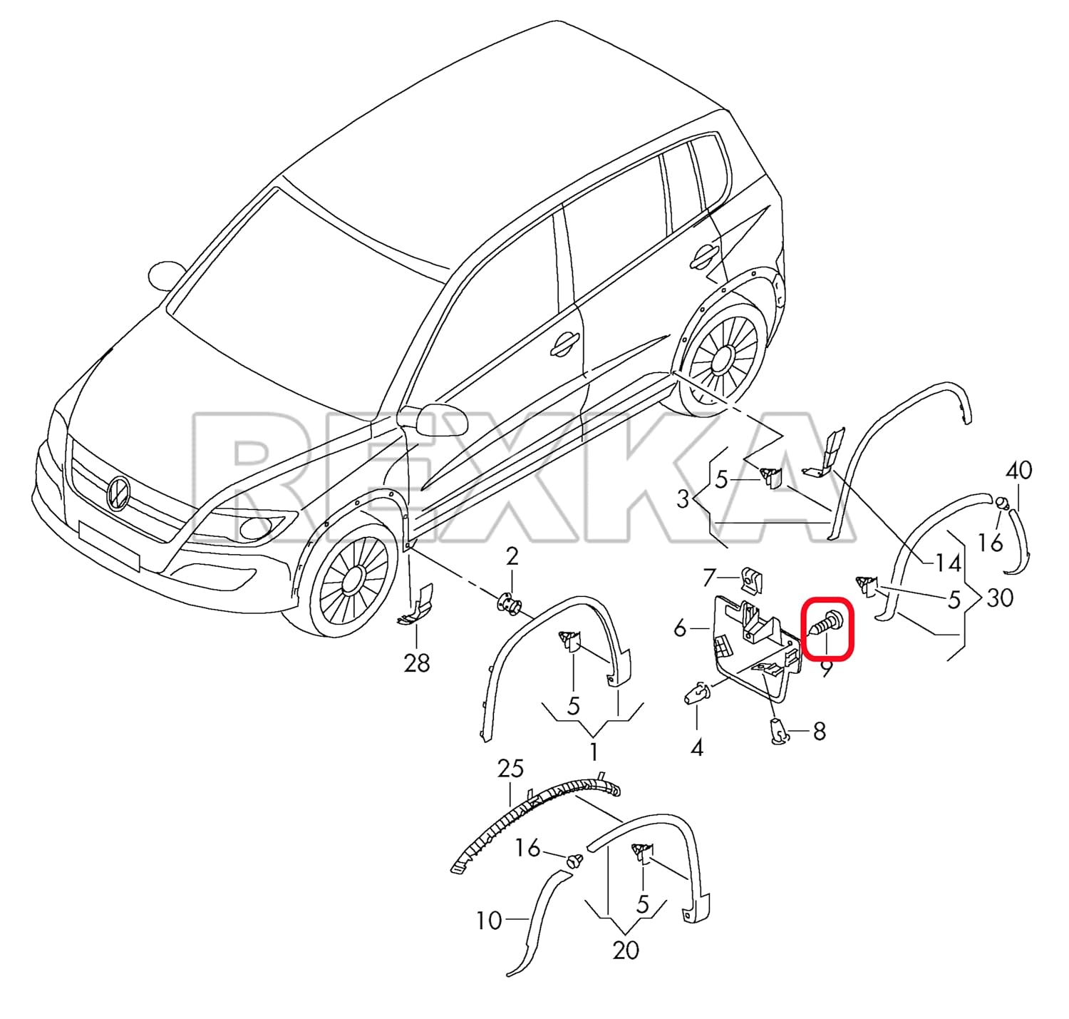 Rexka 30pcs T25 Fender Liner Splash Shield Bumper Cover Self Tapping Torx Screw Compatible with N90974701 Volkswagon Audi Porsche