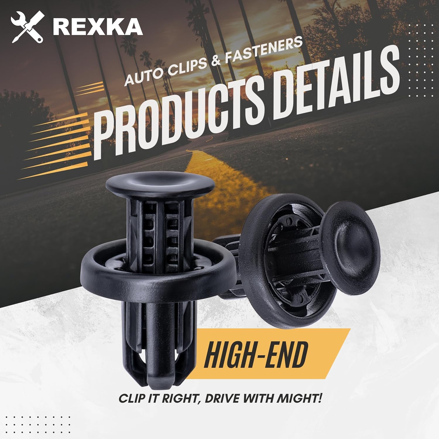 Rexka 40pcs Rear Front Bumper Cover Fender Grille Under Cover Push-Type Retainer Clip Fastener Rivet 91505-TM8-003 for Honda Acura