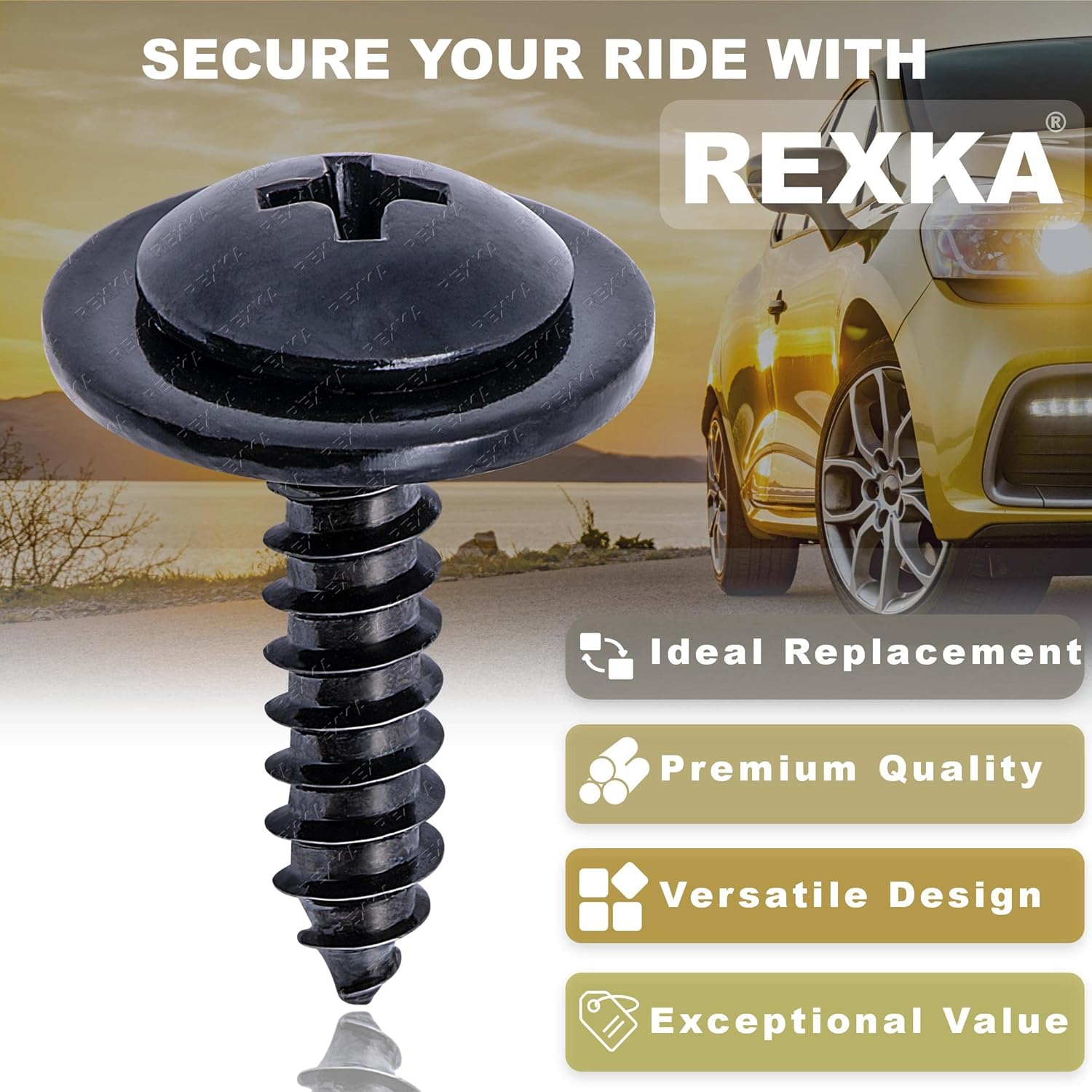 Rexka 50pcs Fender Liner Splash Shield Wheelhouse Liner Screw Phillips Truss Head Sems Compatible with Honda Acura BMW 90114-SE0-000 Accord ILX RDX TL TSX 90114SE0000