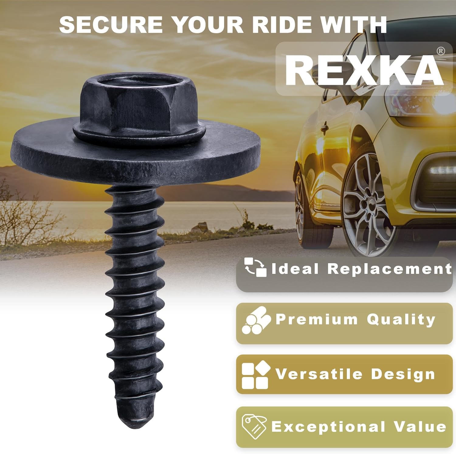 Rexka 15pcs M4.2 Fender Liner Door Trim Panel Wheelhouse Liner Bumper Cover Side Shield Retainer Screw Bolt for Ford W716345S450B Edge Escape F-150 Fusion Mustang Lincoln MKC MKX MKZ W716345-S450B