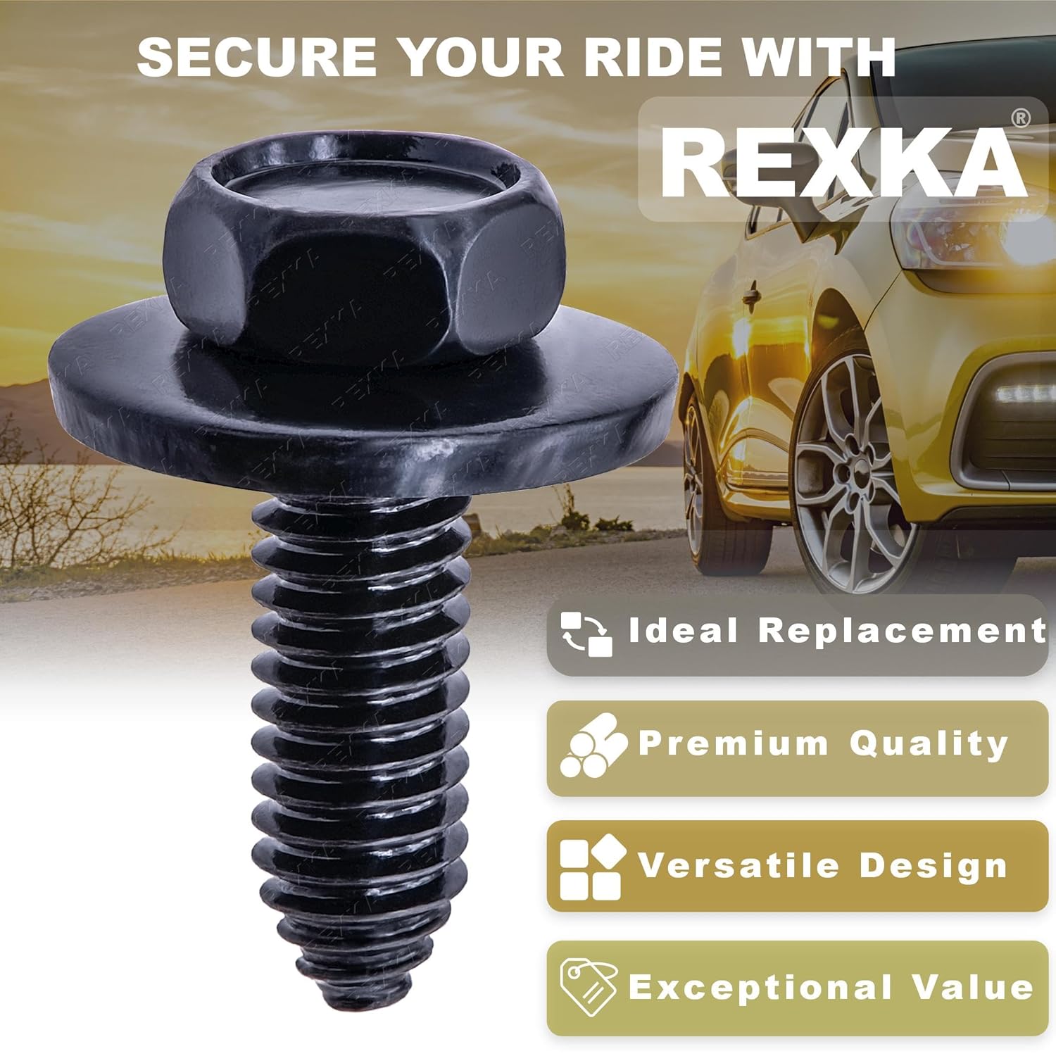 Rexka 15pcs 5/16"-18 x 7/8" Indented Hex Head Sems Body Bolts Screw for GM Chevy GMC Trucks 12337916 3846202 Fender Pickup Box Radiator Air Intake Exhaust Seat Interior Exterior Trim Panel Engine