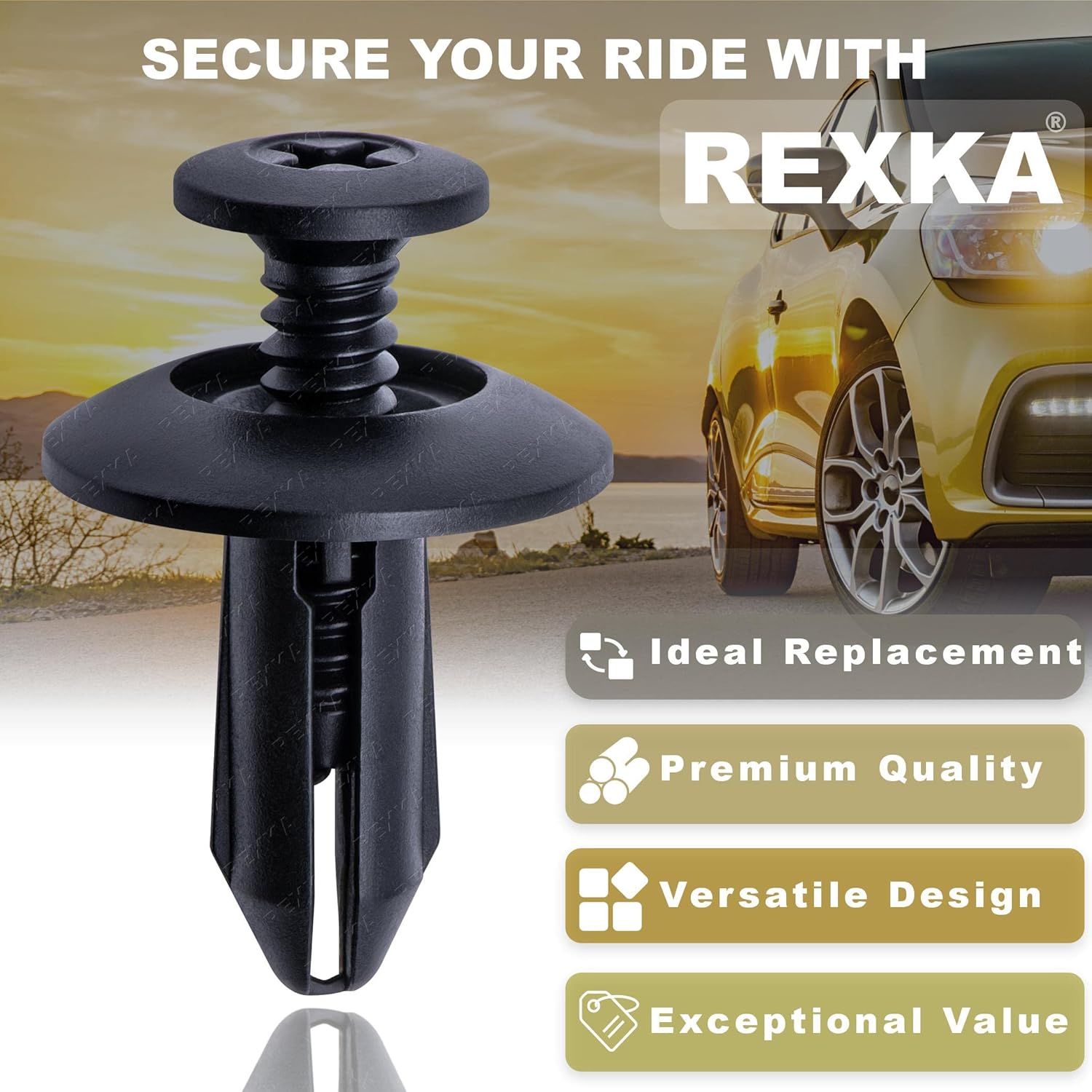 Rexka 30pcs Fender Liner Retainers Clips Fasteners for Ford W706092-S300 Edge Explorer Flex Mustang Taurus Chrysler 6508197AA Dodge Charger Ram 1500 2500 3500 4500 5500