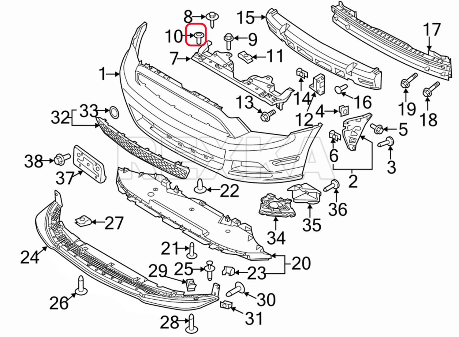 Rexka 30pcs Fender Liner Retainers Clips Fasteners for Ford W706092-S300 Edge Explorer Flex Mustang Taurus Chrysler 6508197AA Dodge Charger Ram 1500 2500 3500 4500 5500