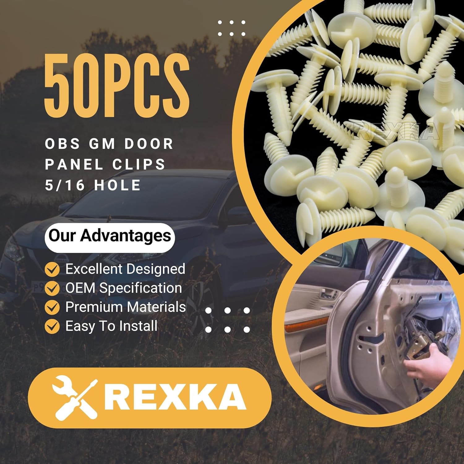 Rexka 50pcs Door Trim Panel Retainer Clip Compatible with GM 363137 Chevrolet Blazer Silverado Truck GMC Yukon