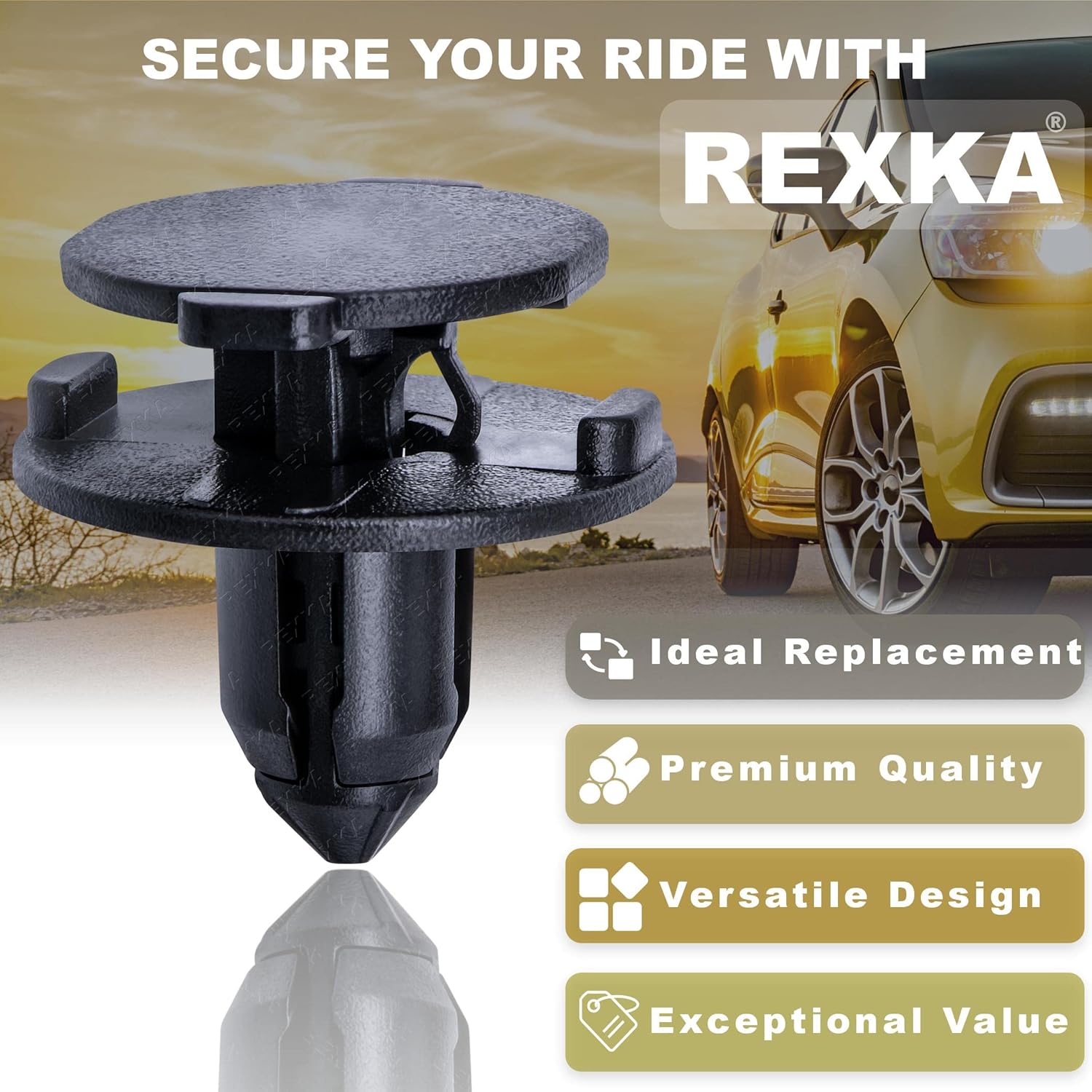 Rexka 40pcs Fender Liner Splash Shield Push Side Trim Panel Clip Retainer Blind Rivet Compatible with Nissan 01553-2DR9A 370Z Altima Maxima Murano Sentra Q50 Q60 Q70 Q70L QX30 QX50 QX60 QX70 QX80