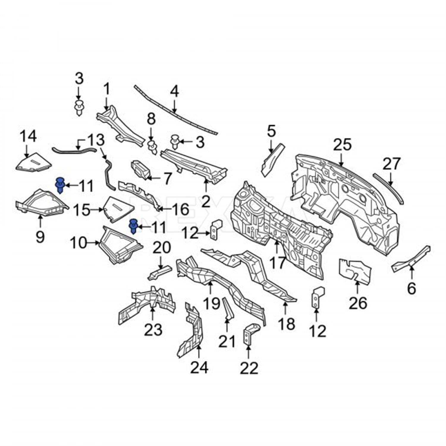 Rexka 40pcs Fender Liner Splash Shield Push Side Trim Panel Clip Retainer Blind Rivet Compatible with Nissan 01553-2DR9A 370Z Altima Maxima Murano Sentra Q50 Q60 Q70 Q70L QX30 QX50 QX60 QX70 QX80