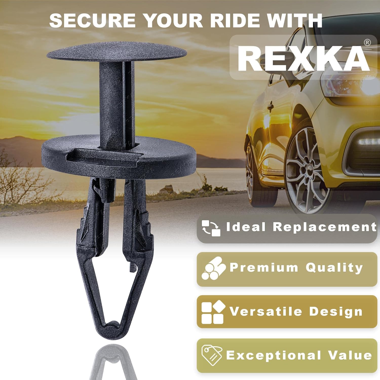 Rexka 30pcs Cowl Grille Bumper Retainers Pins Wheelhouse Liner Rivet Push Type Retainer Clips 17/64" 6.5mm Hole for GM 11589290 Ford W714040-S300 Chrysler 6509049-AA