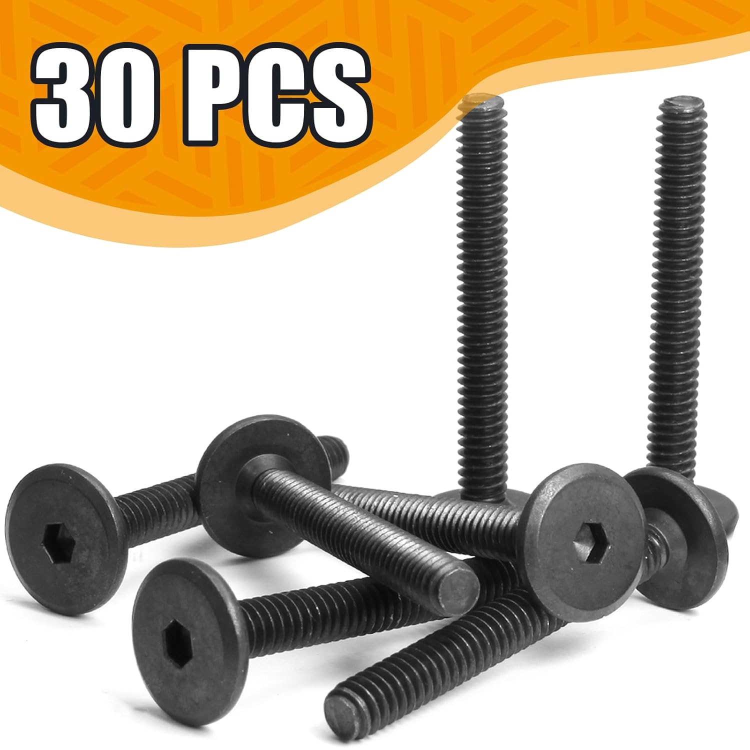 Biaungdo 30 Pcs Flat Head Allen Bolts, 1/4-20 x 2 Inch Black Socket Cap Screws Joint Connecting Bolts Countersunk Screws for Furniture, Fully Threaded