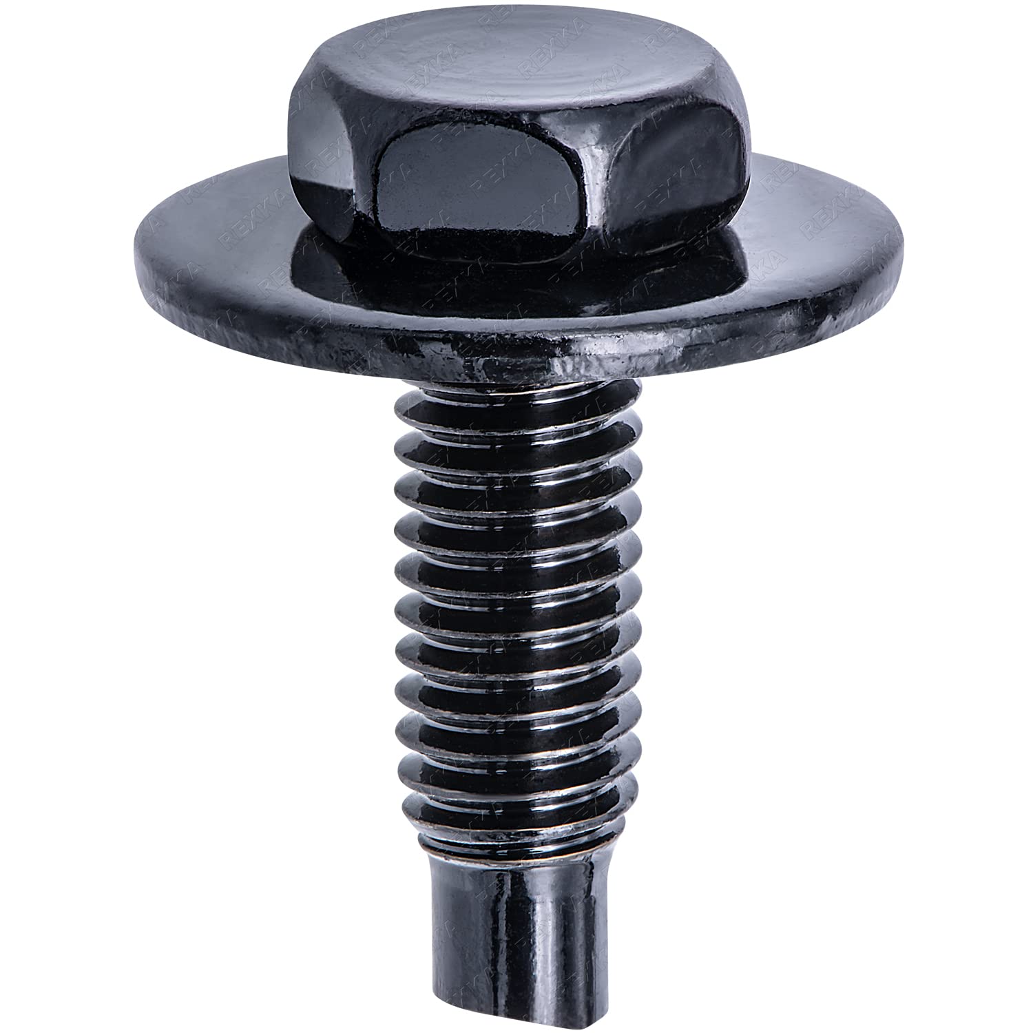Rexka 10pcs M6-1.0 X 20mm Hex Head Sems Bolt W/Dog Point for Nissan Infiniti 08146-6162H - Multipurpose - Headlamp Fender Liner Splash Shield Bumper Cover Radiator Support Splash Shield