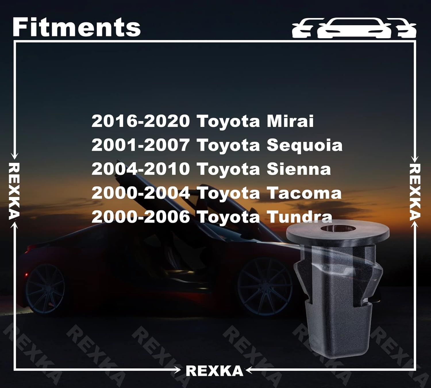 Rexka 15 Sets Fender Liner Bumper Cover Screw Grommet Kits for Toyota Tacoma Tundra Sienna Sequoia 90189-06214 90159-60498