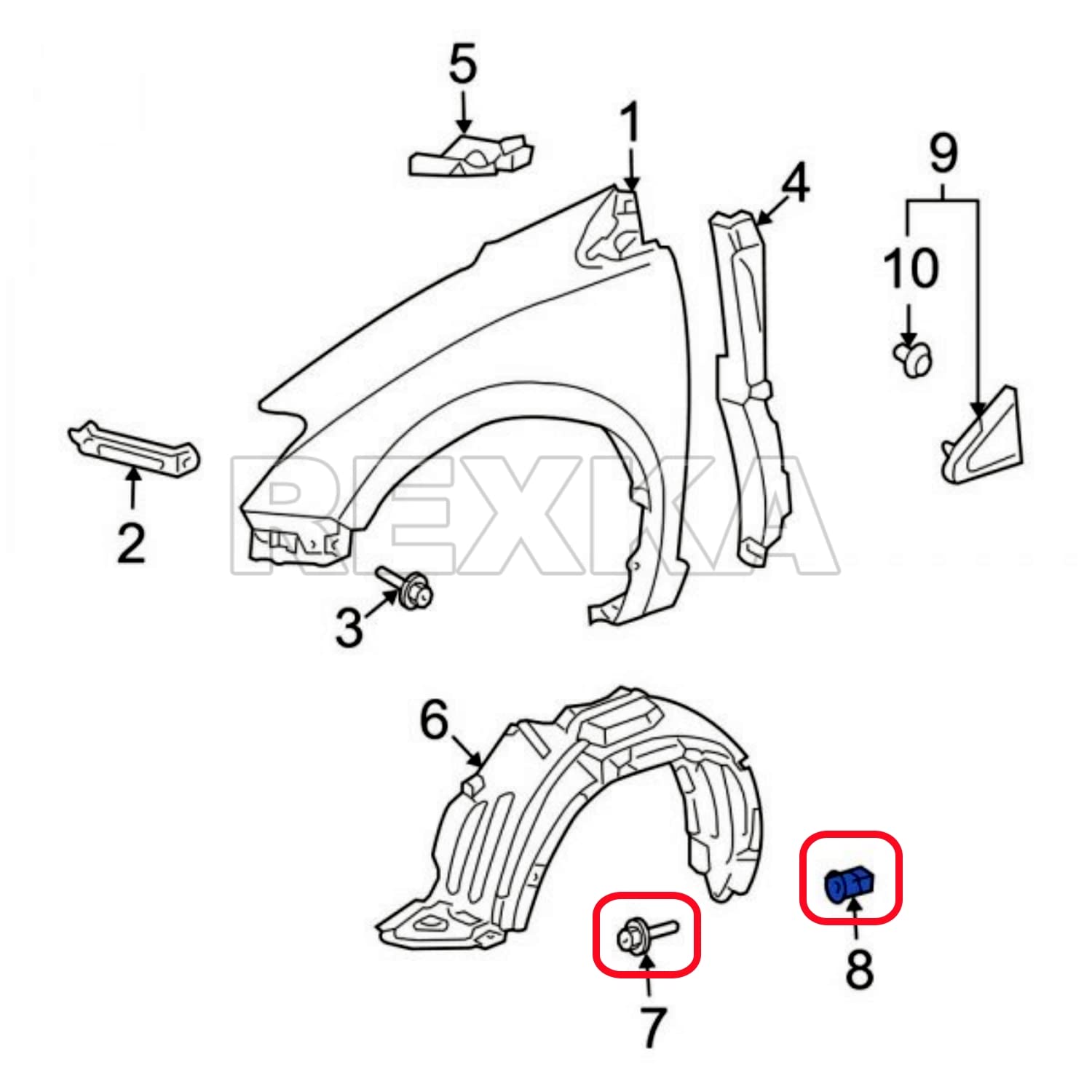 Rexka 15 Sets Fender Liner Bumper Cover Screw Grommet Kits for Toyota Tacoma Tundra Sienna Sequoia 90189-06214 90159-60498