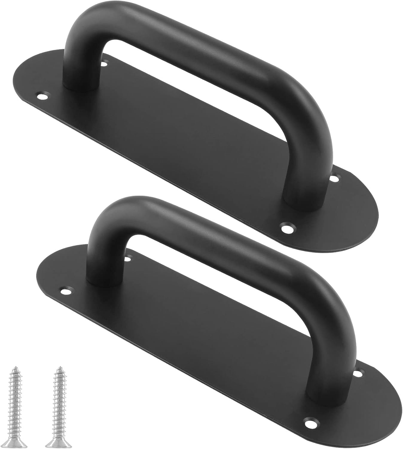 Biaungdo 2 Pack Door Handle Pull Plate, Stainless Steel Door Handle Pull Heavy Duty Barn Door Pull Handles for Sliding Barn Door Kitchen Cabinet, Matte Black 7.8" x 2.5"