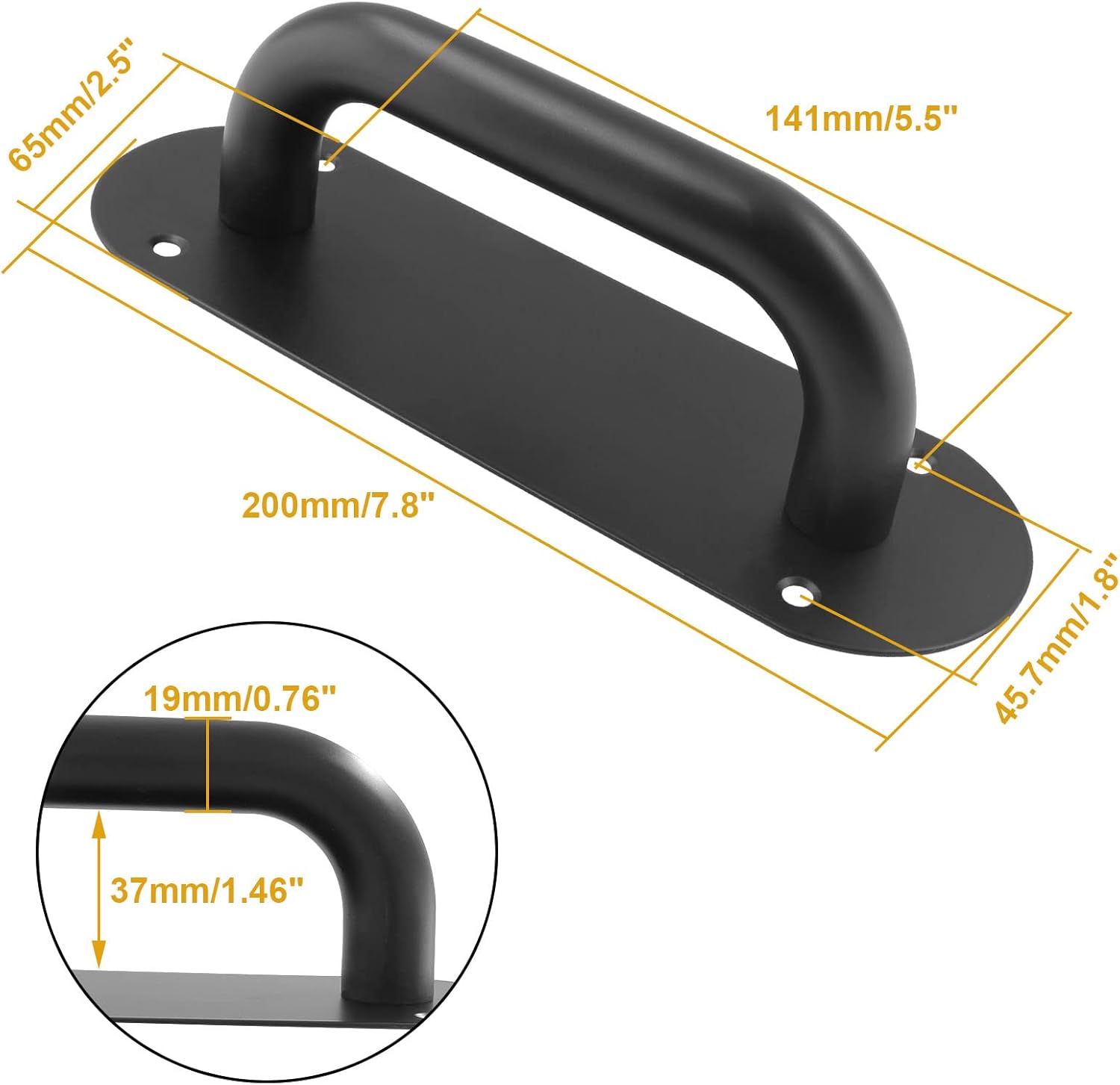 Biaungdo 2 Pack Door Handle Pull Plate, Stainless Steel Door Handle Pull Heavy Duty Barn Door Pull Handles for Sliding Barn Door Kitchen Cabinet, Matte Black 7.8" x 2.5"
