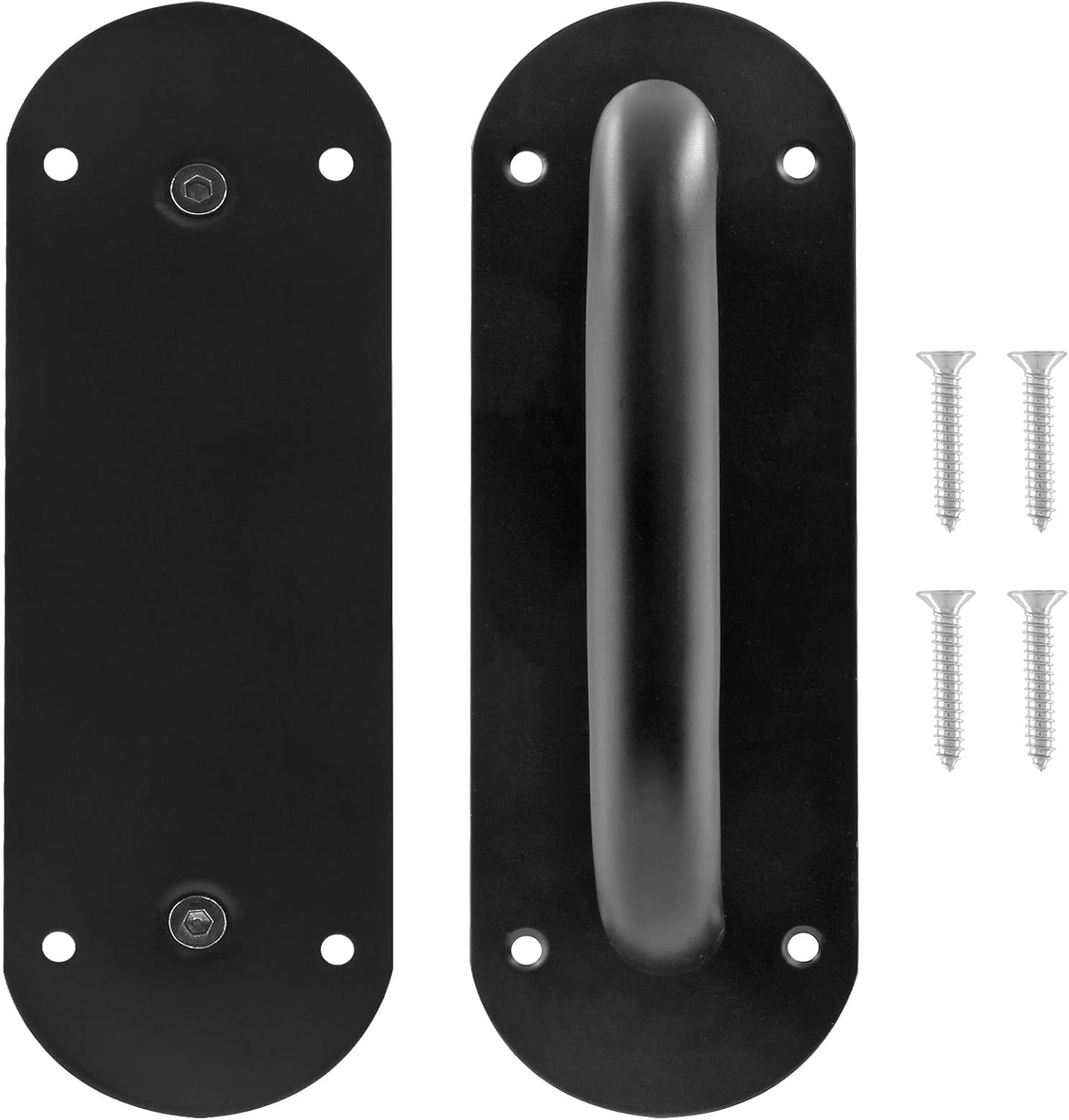 Biaungdo 2 Pack Door Handle Pull Plate, Stainless Steel Door Handle Pull Heavy Duty Barn Door Pull Handles for Sliding Barn Door Kitchen Cabinet, Matte Black 7.8" x 2.5"