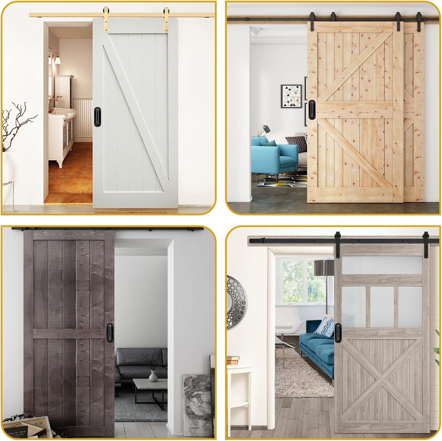 Biaungdo 2 Pack Door Handle Pull Plate, Stainless Steel Door Handle Pull Heavy Duty Barn Door Pull Handles for Sliding Barn Door Kitchen Cabinet, Matte Black 7.8" x 2.5"