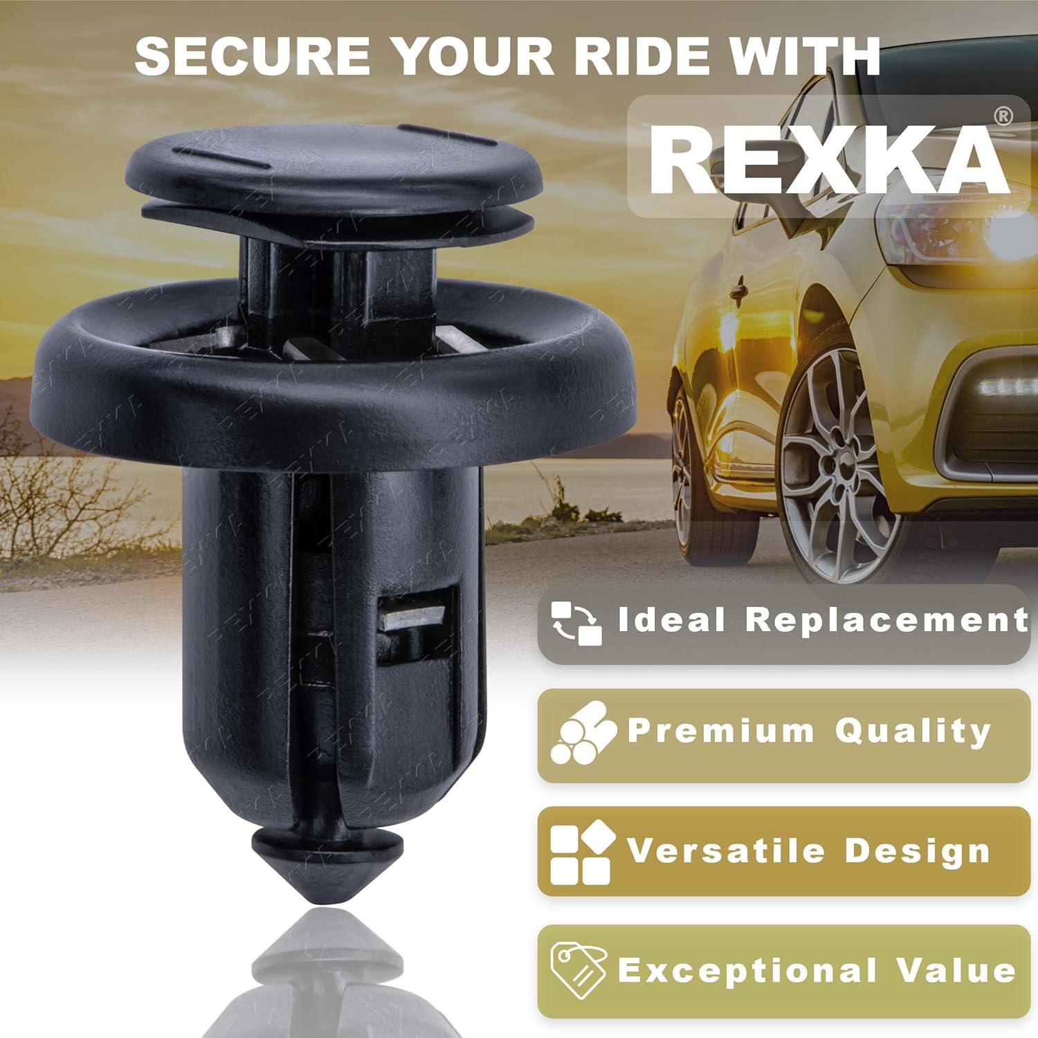 Rexka 40pcs Bumper Fender Grille Clips Stem Length 13 mm Compatible with Honda Acura 91505-S9A-003 Accord Civic CR-V MDX RDX