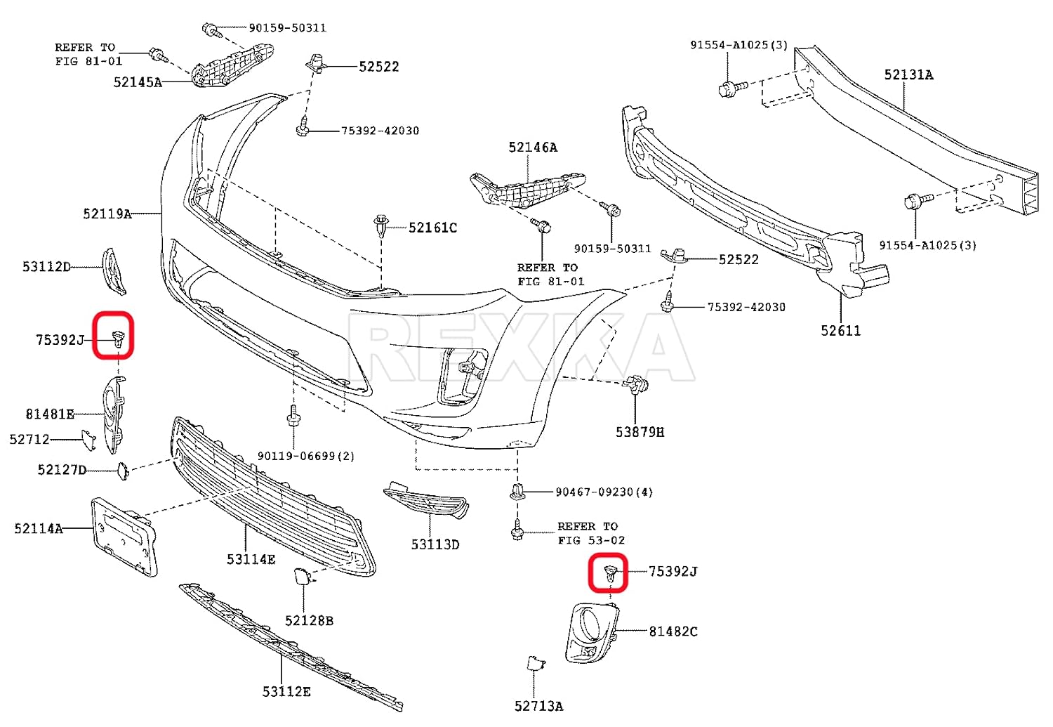 Rexka 15pcs Fender Flare Bumper Clip for Toyota Lexus 75392-35200 75392-04010 75392-0R010 4Runner Avalon C-HR Camry Corolla Highlander Land Cruiser Matrix Prius GS F GX460 LX570