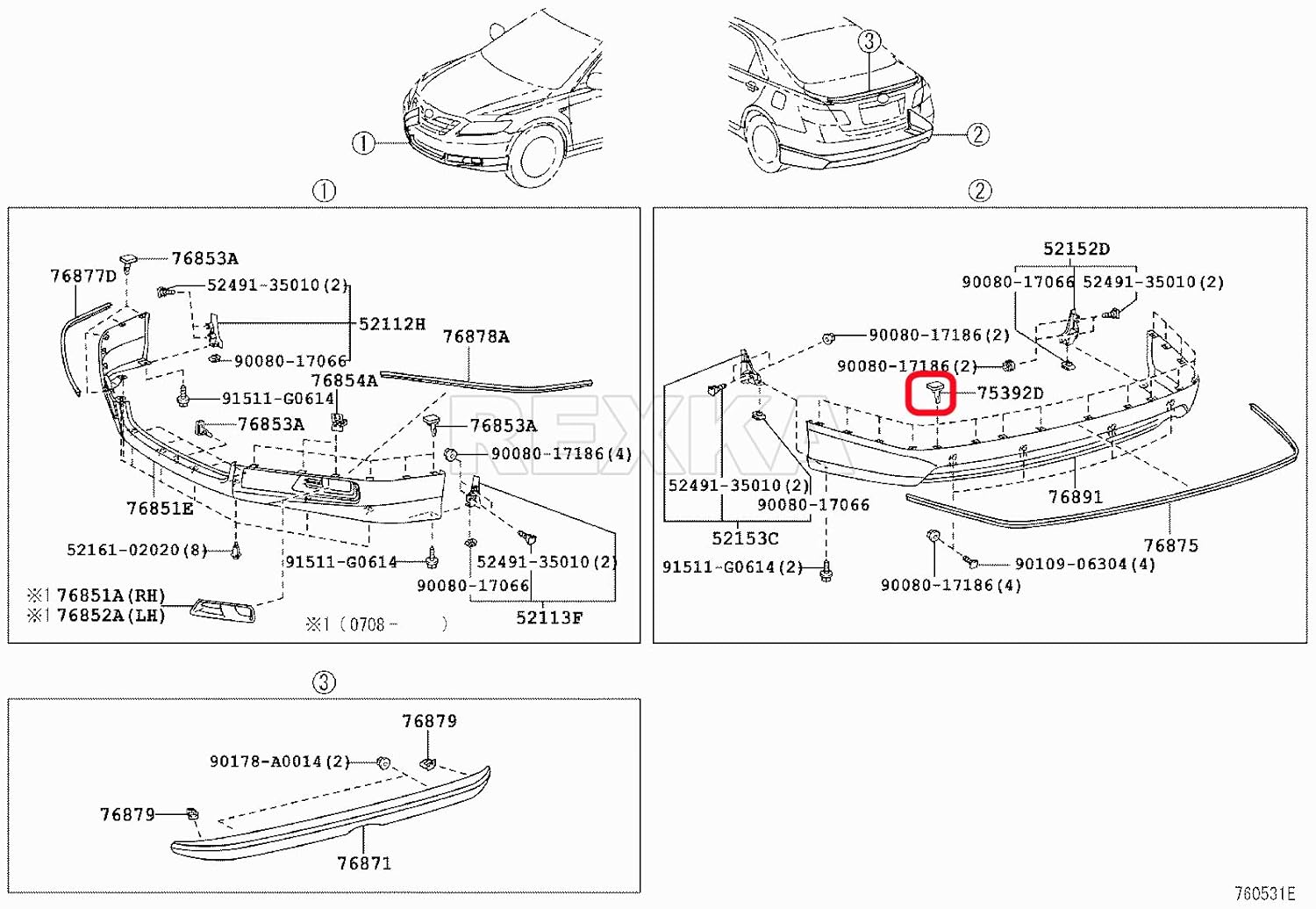 Rexka 15pcs Fender Flare Bumper Clip for Toyota Lexus 75392-35200 75392-04010 75392-0R010 4Runner Avalon C-HR Camry Corolla Highlander Land Cruiser Matrix Prius GS F GX460 LX570