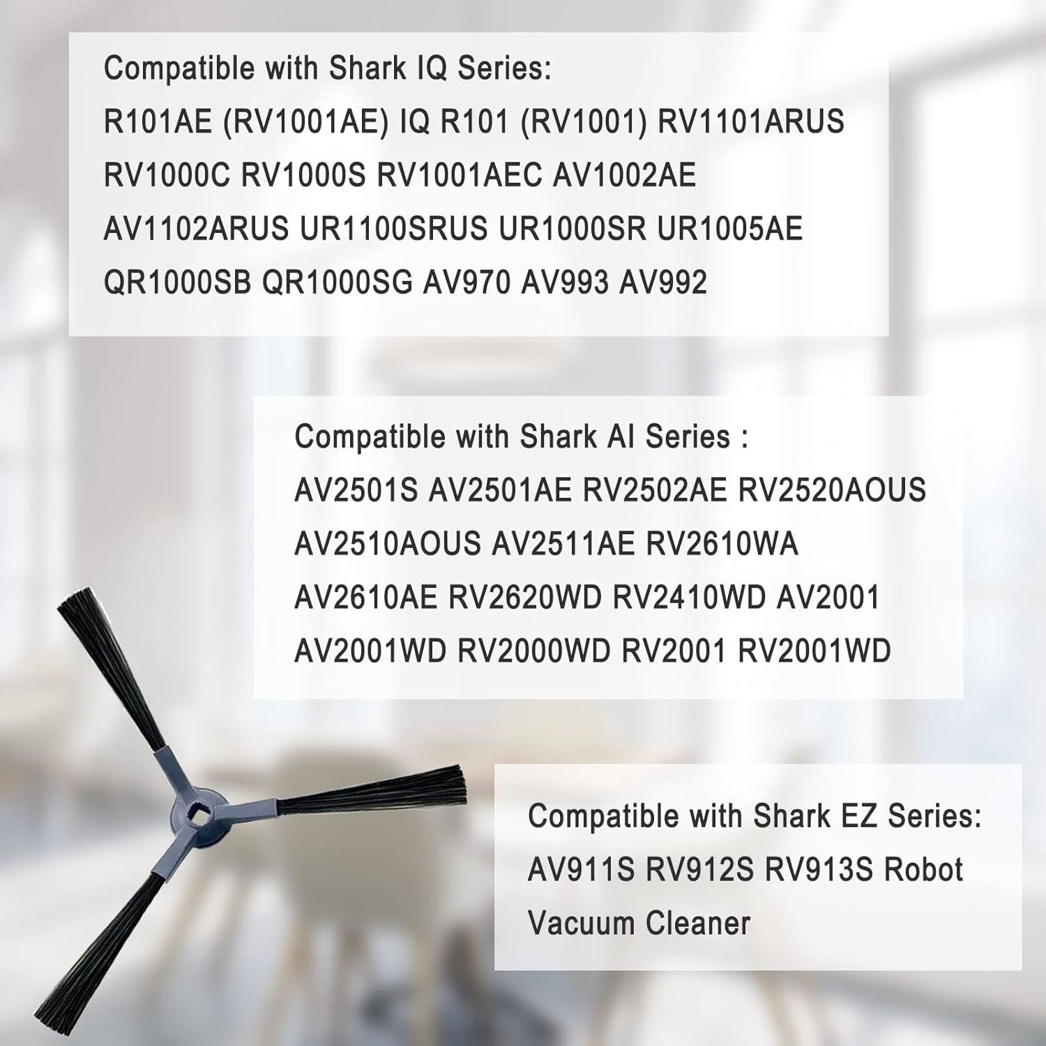 Upgraded Side Brushes Replacement or Shark IQ R101AE RV1001AE AV912S AV911S AV1010AE RV1000 AV970 AV993 AV1002AE Shark AI AV2501S AV2501AE RV2610WD RV2610WA RV2502AE RV2520AOUS Robot Vacuum Cleaner
