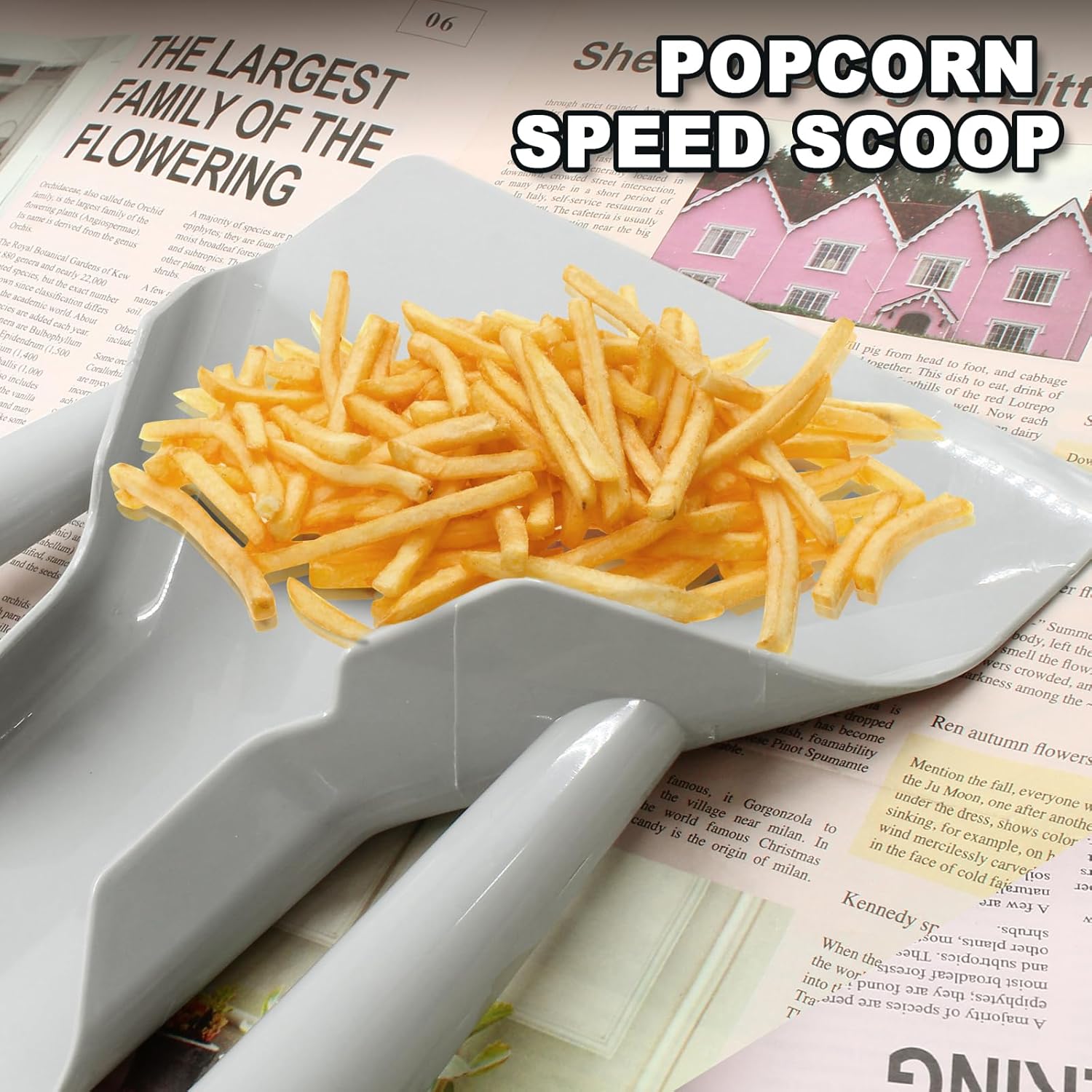 Biaungdo Polycarbonate French Fry Popcorn Scoop, French Fry Bagger, Quick Fill Tool for Bags & Boxes, Multipurpose Scooper for Food, Fries, Snacks, Desserts, Ice Dual Handle