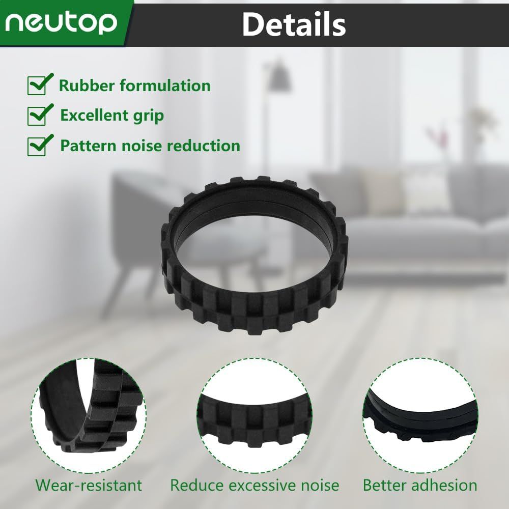 Replacement Rubber Wheel Tires Compatible with iRobot Roomba 500, 600, 700, 800, 900, e, i, j & S Series Models, Anti-slip, Great Adhesion and Easy Assembly, 4-Pack.
