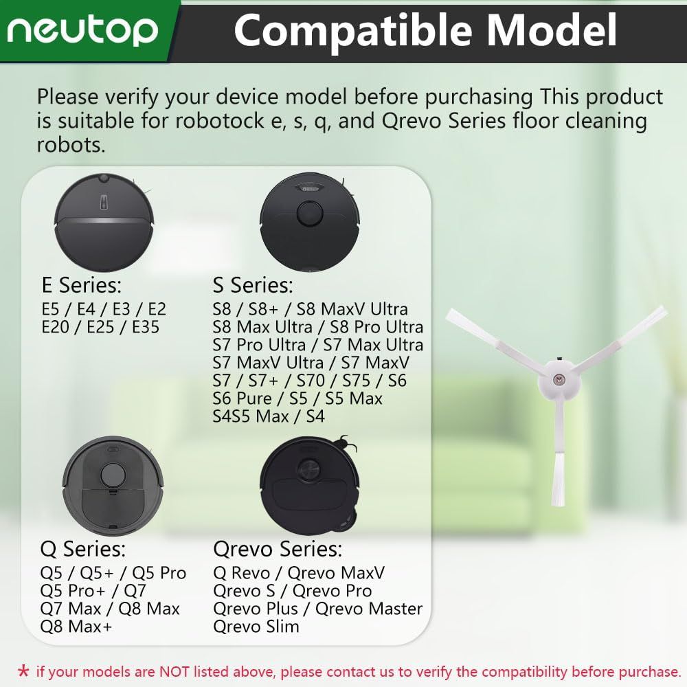 Replacement Side Brush, Compatible with S8, S8+ Pro Ultra, Q Revo, Q5, Q7, Q8 Max, S7 Max Ultra, S7 MaxV, S6, S6 Pure, S5, S4, E4, E20, E25, E35, S50 Robot Vacuum, 9-Pack