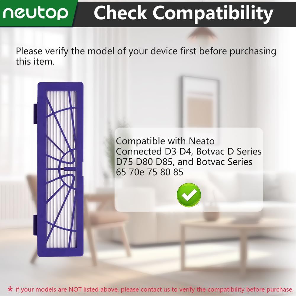 Replacement ilters Compatible with Neato Connected D3 D4 D Series D75 D80 D85 and Botvac Series 65 70e 75 80 85 Robot Vacuum Parts Accessories High Perormance, 7-Pack.