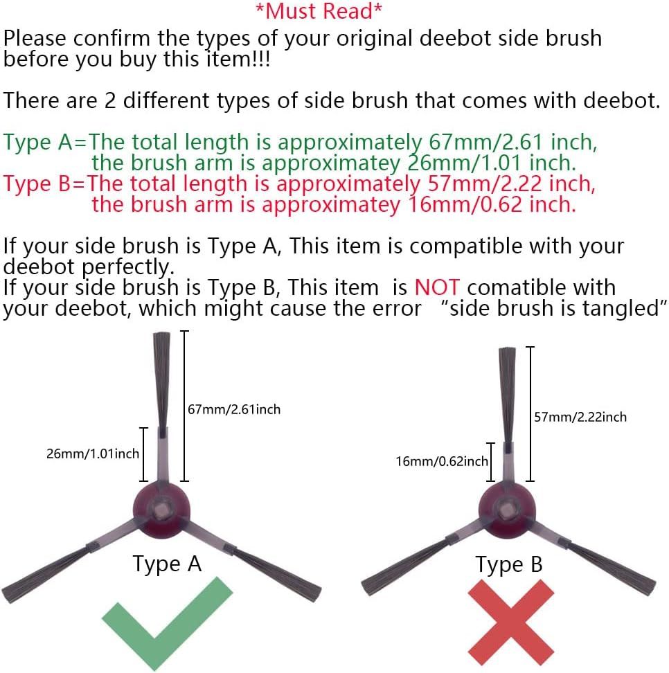 Side Brush Compatible with Ecovacs Deebot OZMO 920, 950, T8 AIVI, T9+, N8 Pro, X1, T10 Omni, T10 Plus, N10 Plus, T20 Omni, Robot Vacuums, 8-Pack