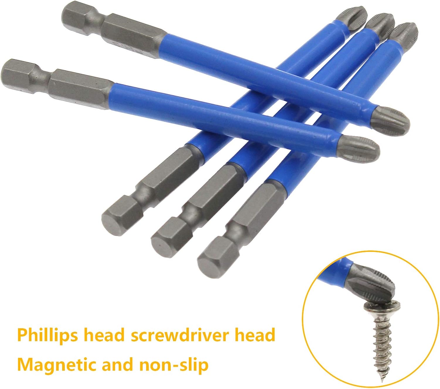 Biaungdo 10Pcs Magnetic PH3 Phillips Bits Set 3.5 inch Long Anti Slip #3 Bit PH3 x 90MM
