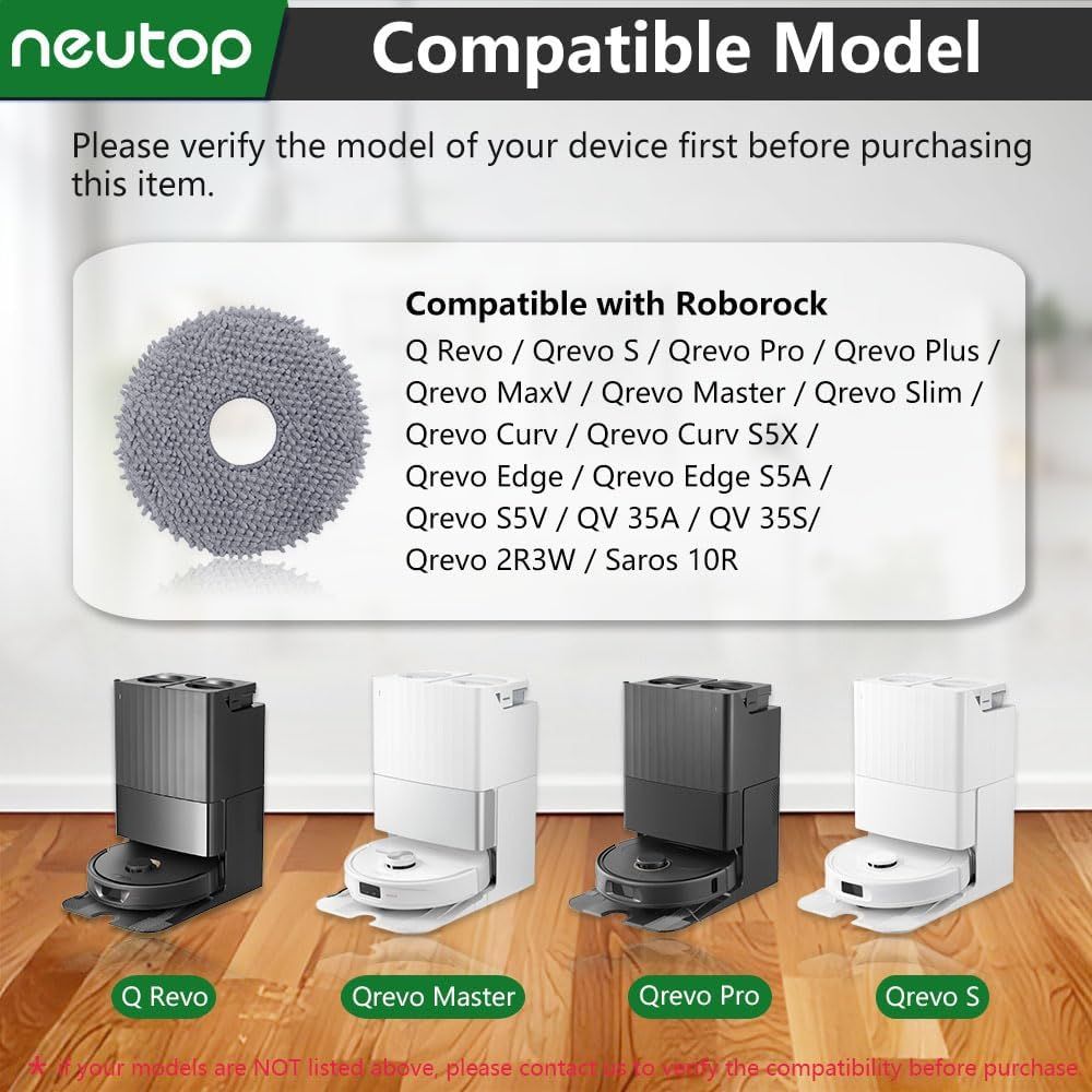Replacement Mopping Pads Compatible with Q Revo, Qrevo MaxV/S/Pro/Master/Slim/Edge/Curv/S5V/2R3W, QV 35A, QV 35S, Saros 10R Robot Vacuums Parts Accessories, 4-Pack.