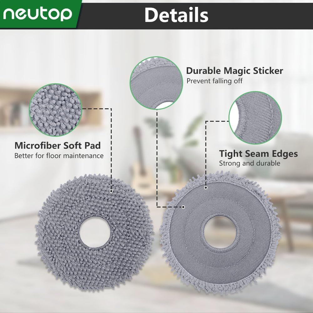 Replacement Mopping Pads Compatible with Q Revo, Qrevo MaxV/S/Pro/Master/Slim/Edge/Curv/S5V/2R3W, QV 35A, QV 35S, Saros 10R Robot Vacuums Parts Accessories, 4-Pack.
