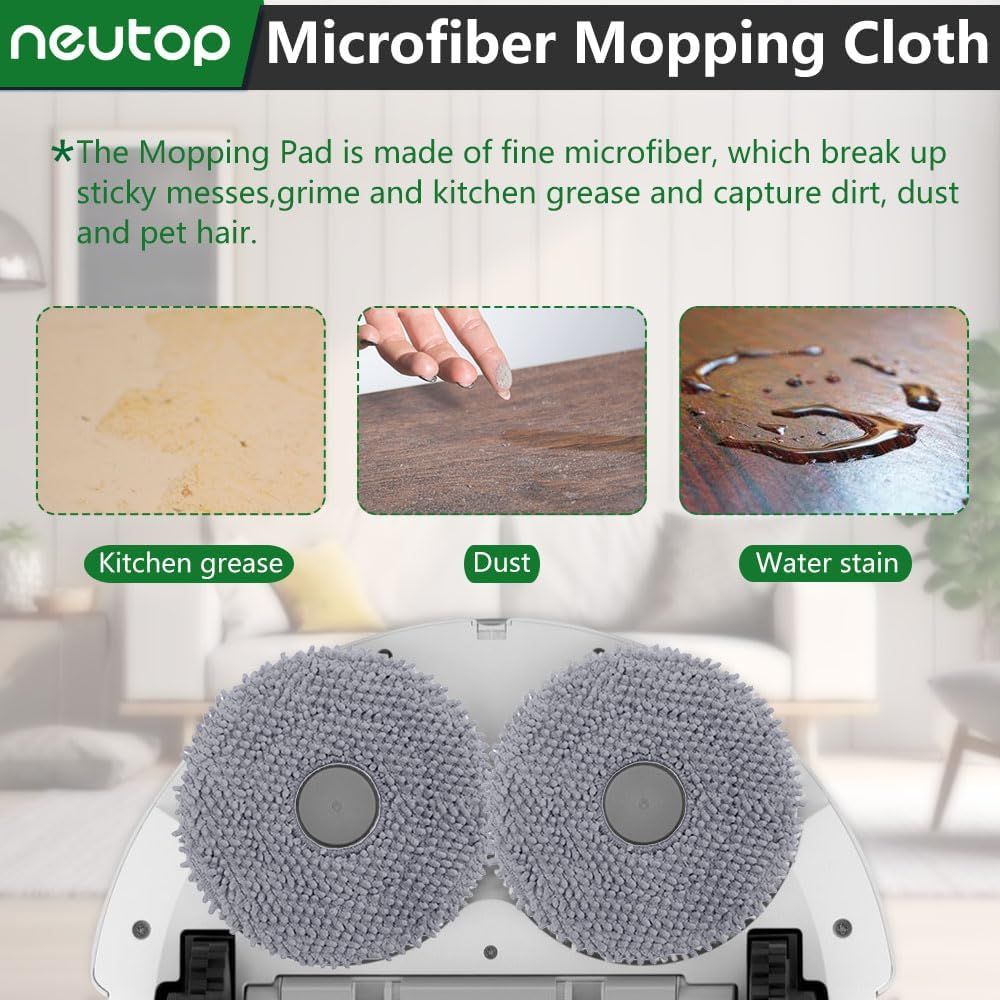Replacement Mopping Pads Compatible with Q Revo, Qrevo MaxV/S/Pro/Master/Slim/Edge/Curv/S5V/2R3W, QV 35A, QV 35S, Saros 10R Robot Vacuums Parts Accessories, 4-Pack.